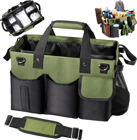 Viajero Wearable Cleaning Caddy Bag, Large Cleaning Supplies Organizer Housekeeping Supply Caddy Detailing Bag with Handle Shoulder Waist Straps for Tote Tools Products Housekeepers Car Home House