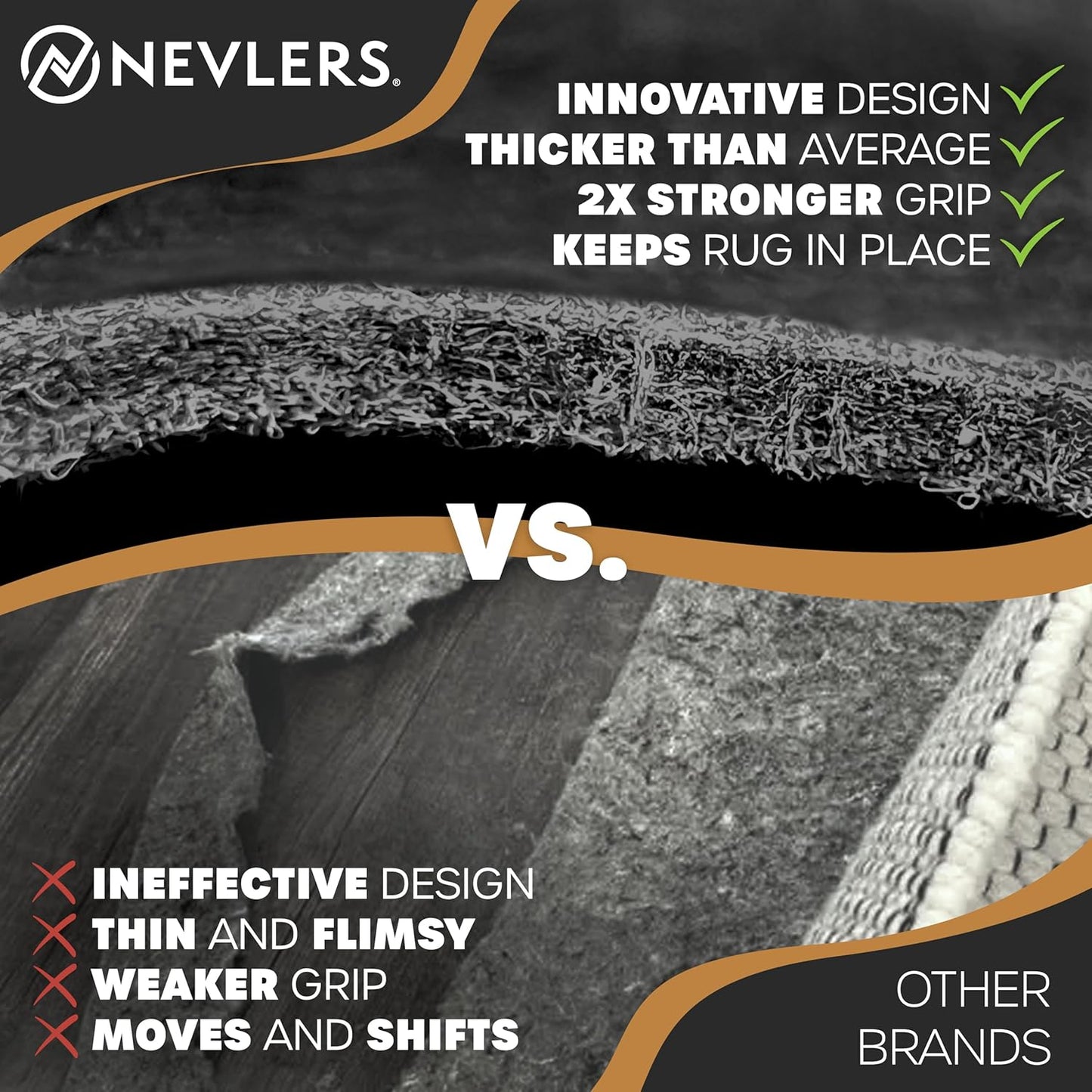 Nevlers 1/4" Felt Rug Pad 8 x10 Ft| Rug Pad Non Slip Felt & TPO | Area Rug Padding 8x10 Anti Skid Rug Gripper | Non Slip Rug Grippers for Area Rugs on Hardwood Floors | Rug Stoppers to Prevent Sliding