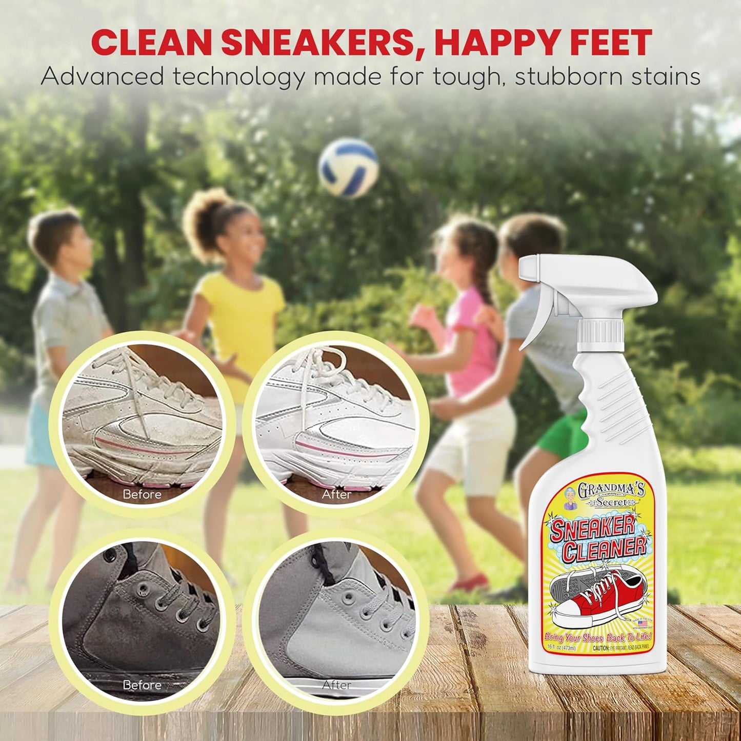 Grandma's Secret Sneaker Cleaner - Shoe Cleaner for Rubber, Canvas and Leather - Stain Remover Spray Removes Dirt, Grime and Grass - Sneakers Cleaner for Outdoor Shoes, Slippers and Moccasins ??16 oz