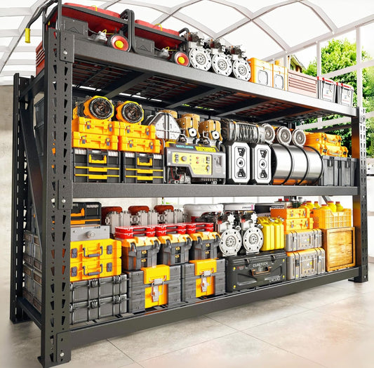 Bepatio 7050LBS Garage Shelving Heavy Duty 67.6W Storage Shelves Adjustable Metal Shelving 3 Tier