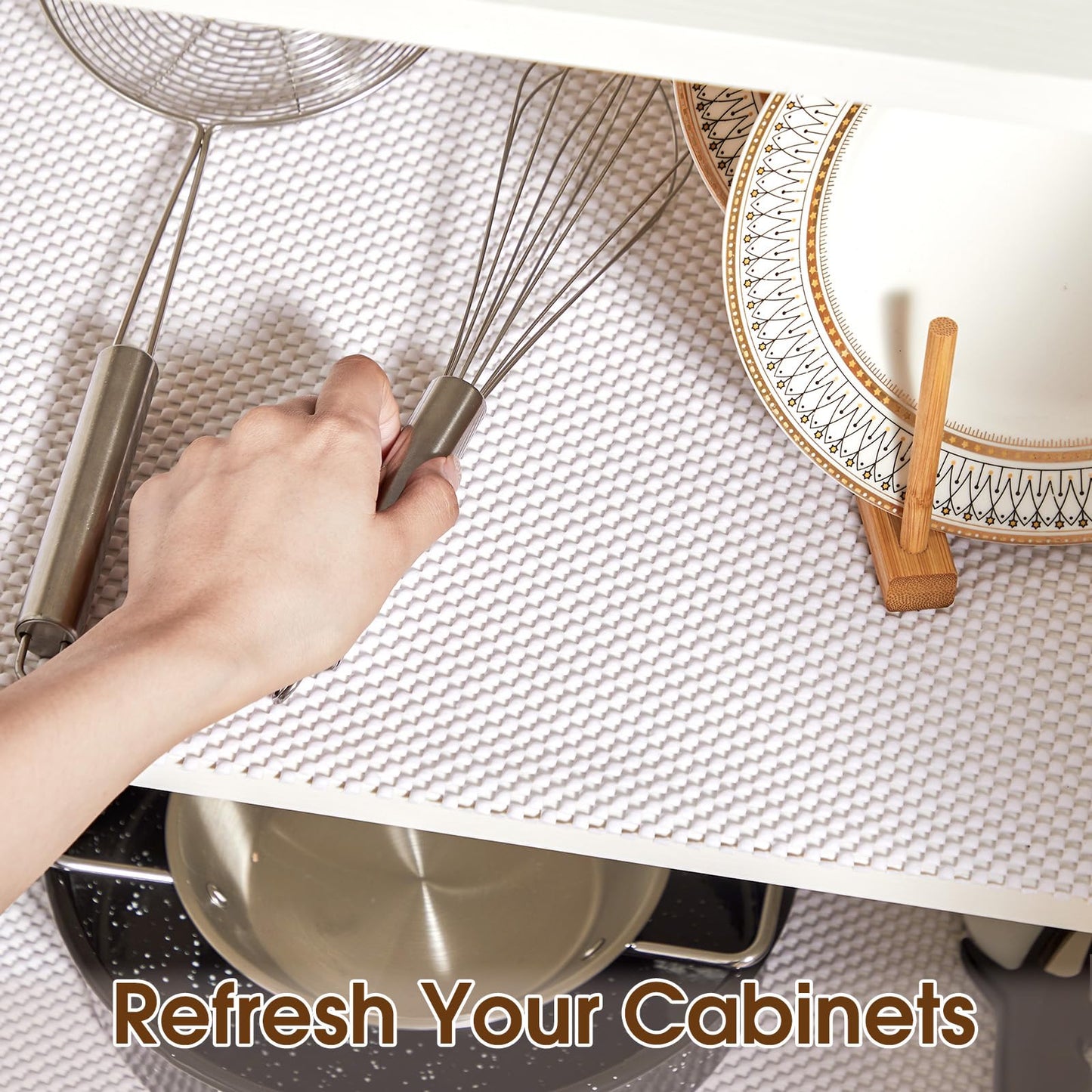 ALIUNI Shelf Liner for Kitchen Cabinets and Drawers, White, 12" x 120"