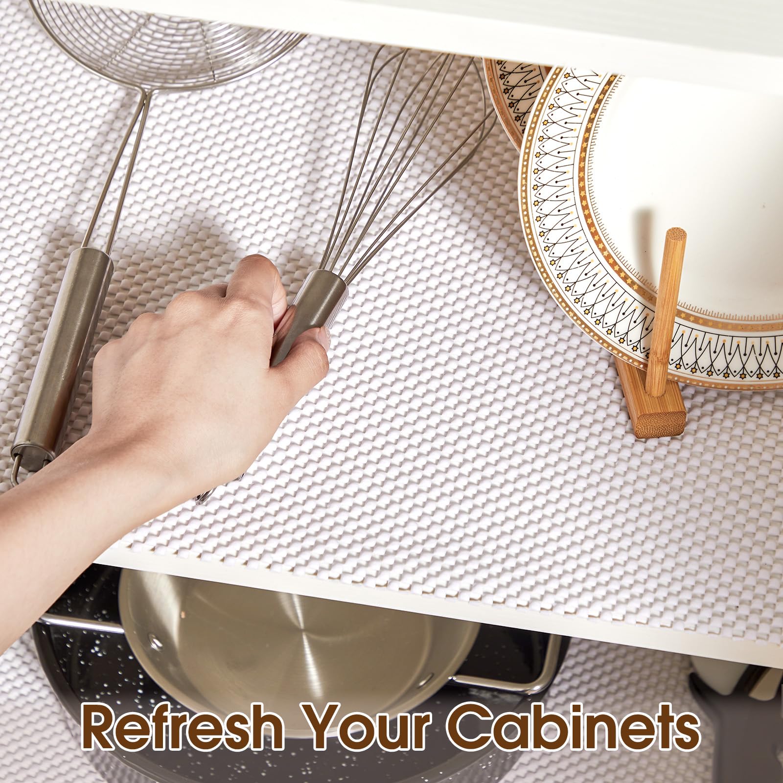 ALIUNI Shelf Liner for Kitchen Cabinets and Drawers, White, 12" x 120"