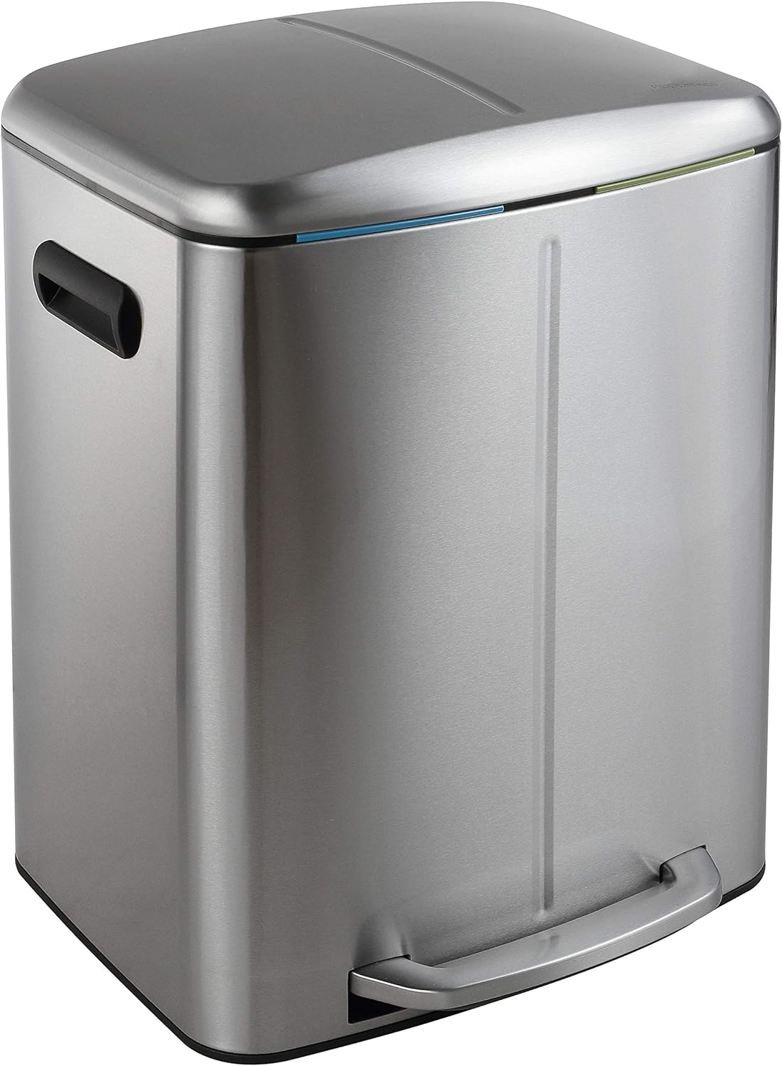 happimess HPM1005A Marco Rectangular 10.5-Gallon Double Bucket Trash Can with Soft-Close Lid, Modern, Minimalistic, Fingerprint Proof for Home, Kitchen, Laundry Room, Office, Stainless Steel