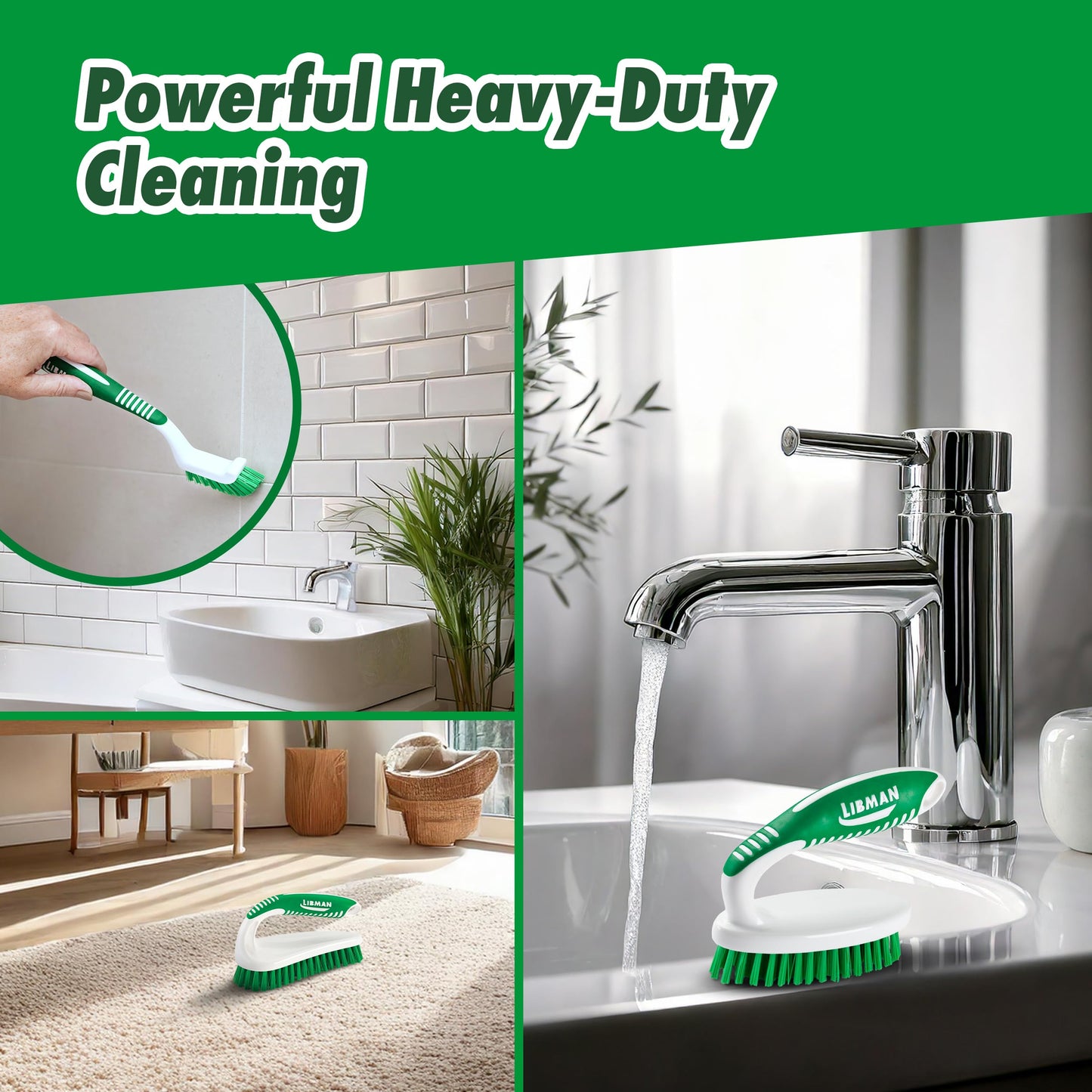 Libman Scrub Brush Kit | Cleaning Brush | Tile & Grout Brush | Small Scrub Brush | Power Scrub