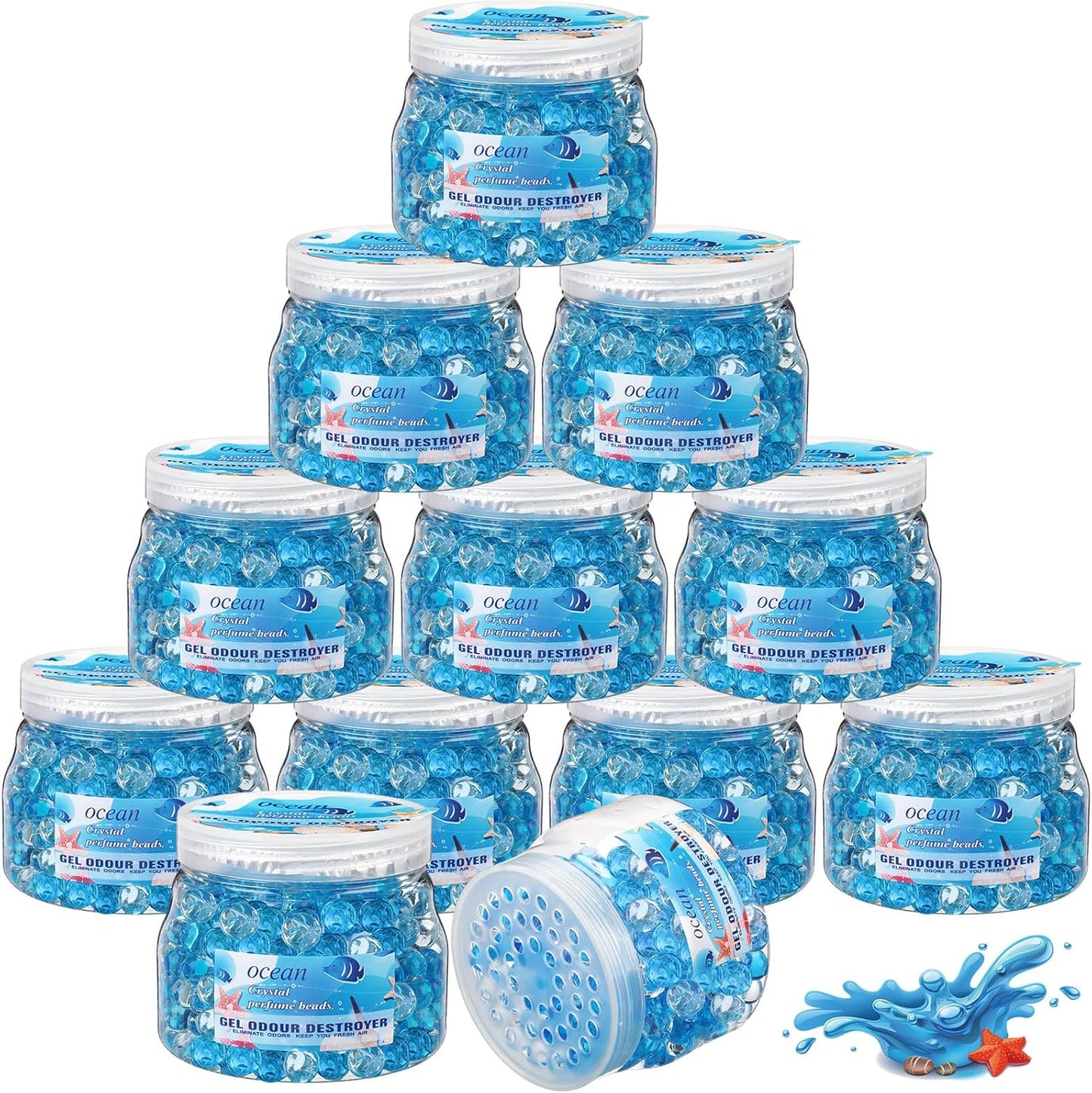 Timgle 12 Pack Odor Eliminator Gel Beads Bulk 10 Ounces Air Freshener Gel Beads Odor Eliminator for Home, Bathrooms, Cars, Boats and Pet Areas(Ocean Scent)