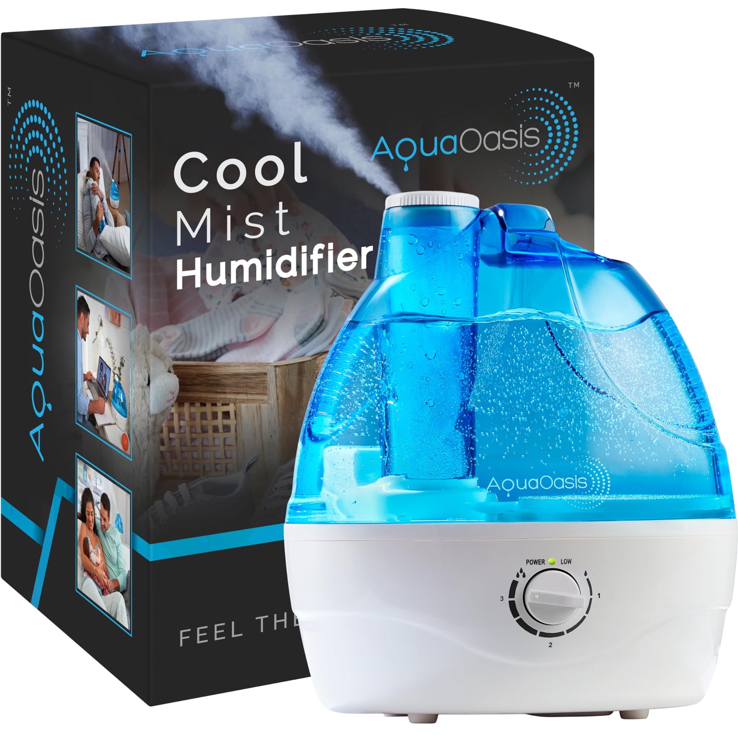 AquaOasis® Cool Mist Humidifier (2.2L Water Tank) Quiet Ultrasonic Humidifiers for Bedroom & Large