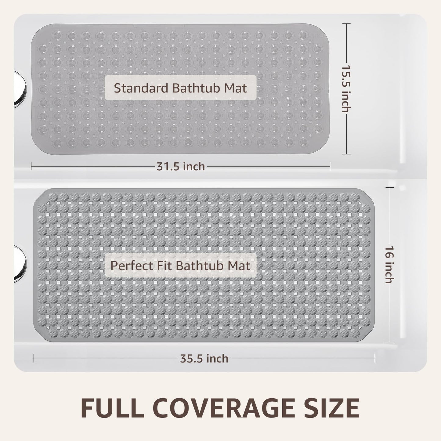 OTHWAY Bath Tub Shower Mat Non Slip, Bathtub Floor Liner Mats for Inside Shower Bathroom, Suction