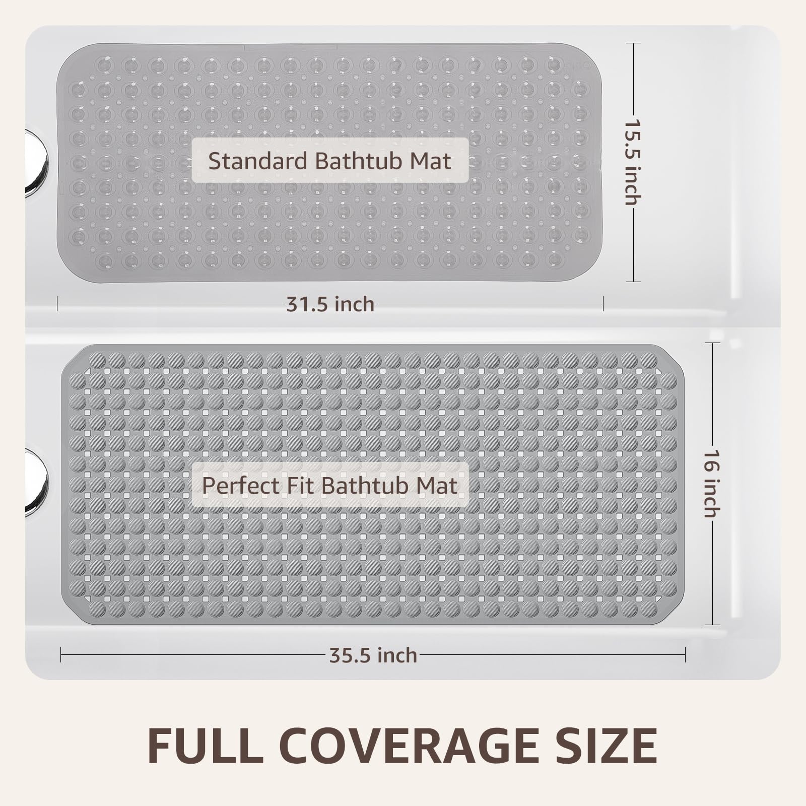 OTHWAY Bath Tub Shower Mat Non Slip, Bathtub Floor Liner Mats for Inside Shower Bathroom, Suction