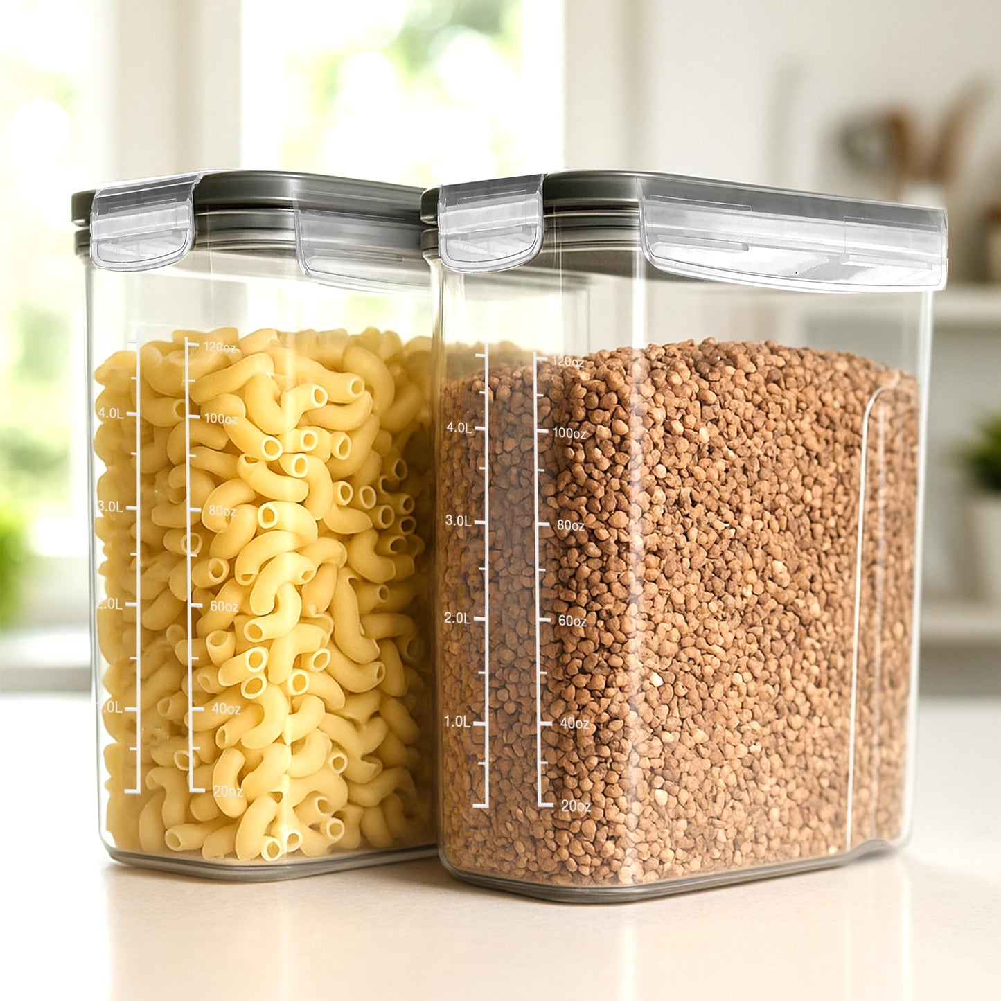 Utopia Kitchen Cereal Containers Storage Set with Lids, 4 Pack, 4L, Clear