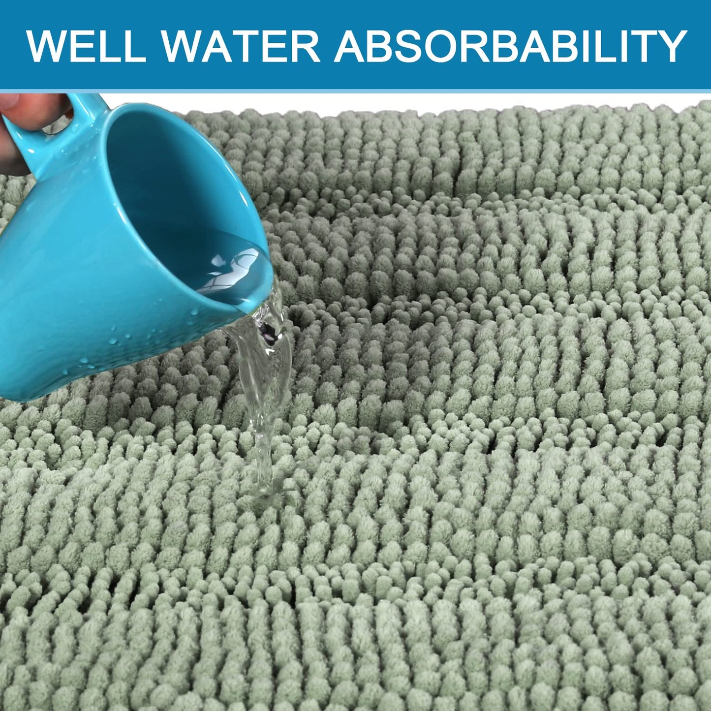 H.VERSAILTEX Bath Rugs for Bathroom Non Slip Bath Mats Extra Thick Chenille Striped Rug 20" x 32"
