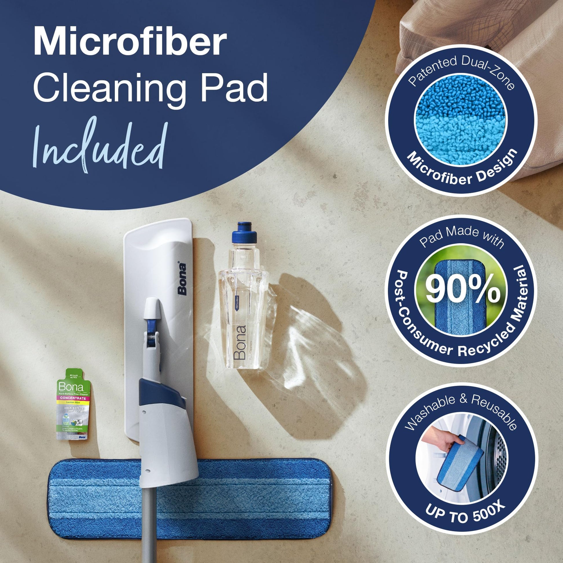 Bona Spray Mop Air - Includes Multi-Surface Floor Cleaner Concentrate and Microfiber Pad - Lemon