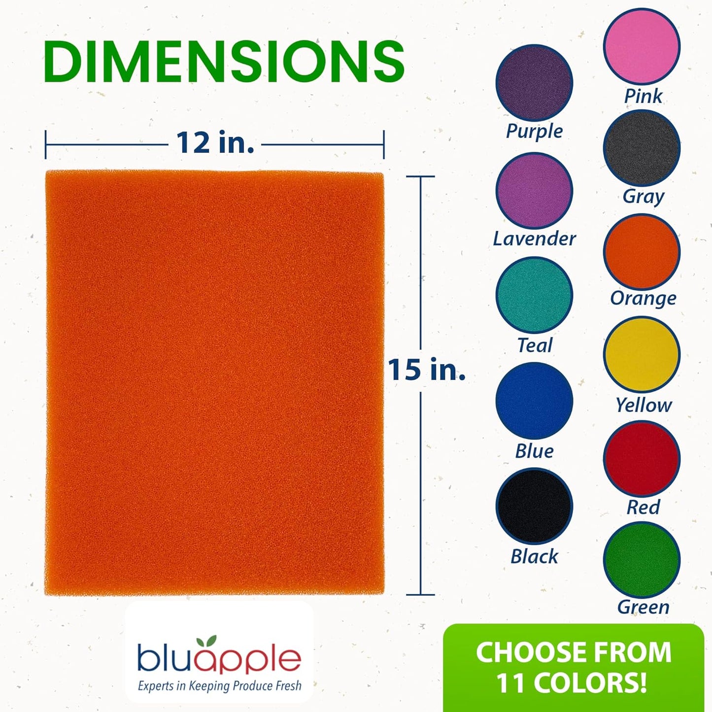 Bluapple FreshMats, Refrigerator Bin Liner, Fridge Drawer Mats, Crisper Life Extender Liner Keeps Produce Fresh Longer, Anti-Bruising, for Air Circulation, Washable & Reusable (4-Mats, 12x15, Orange)