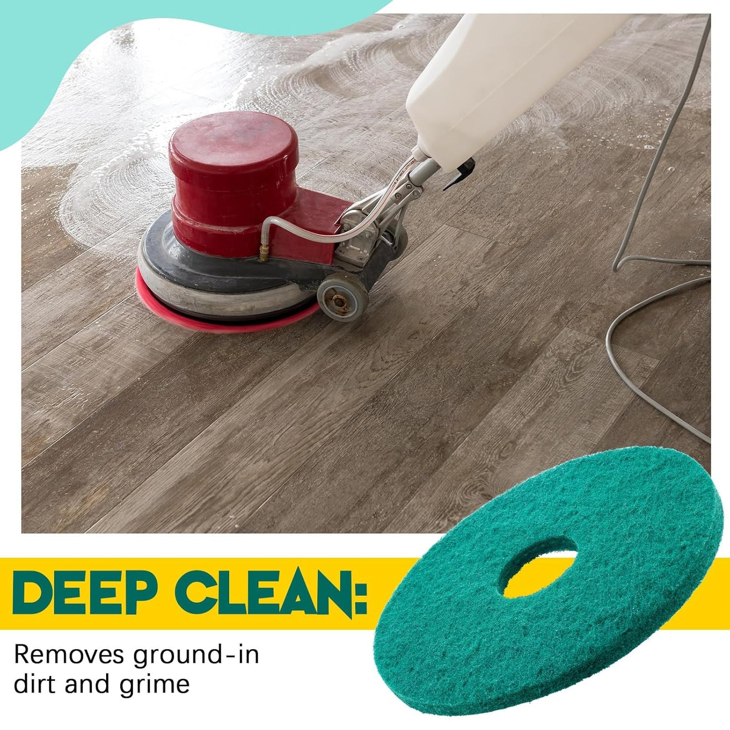 2 Pcs 12" Green Scrubbing Pads Commercial Cleaning Orbiter Pads-Maintenance Non Woven for Floor Buffer Machine