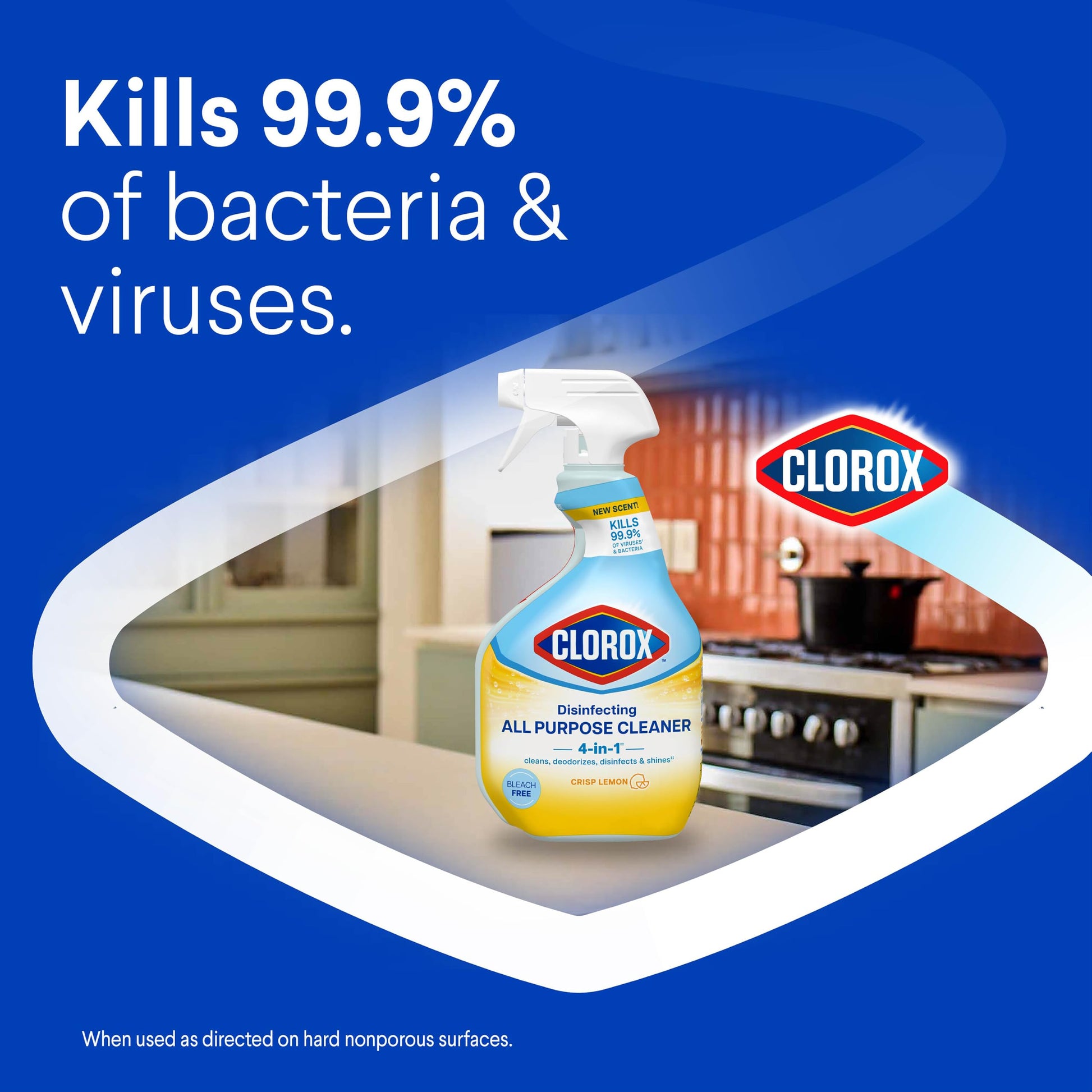 Clorox Disinfecting All-Purpose Cleaner, 32 fl. Oz., and Bathroom Cleaner, Bleach Free, Household