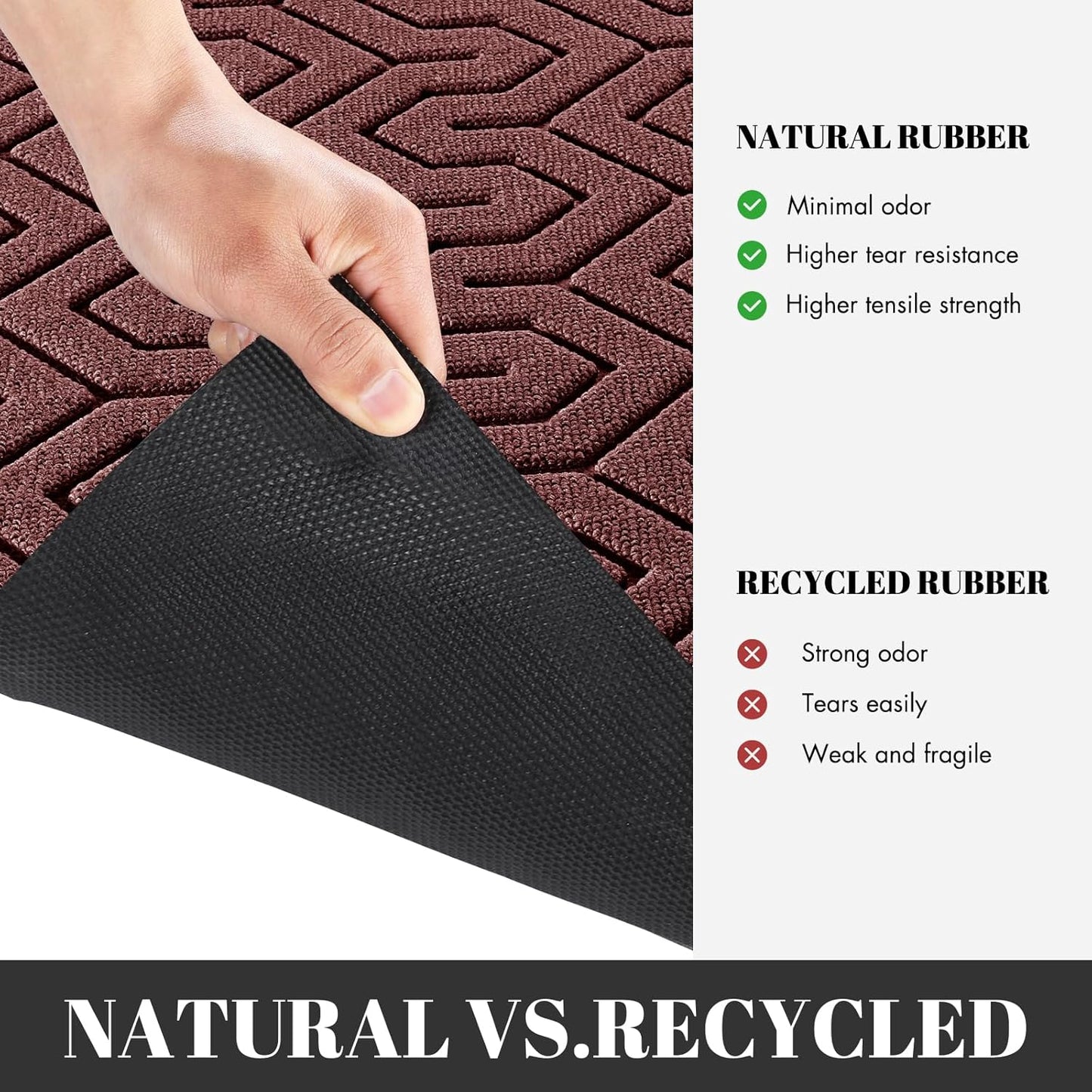 Yimobra Large Door Mat Outside Entrance 47x32, Waterproof Heavy Duty Outdoor Mats for Front Door, Non Slip Rubber Entry Mat for Garage Patio, Easy Clean, Red