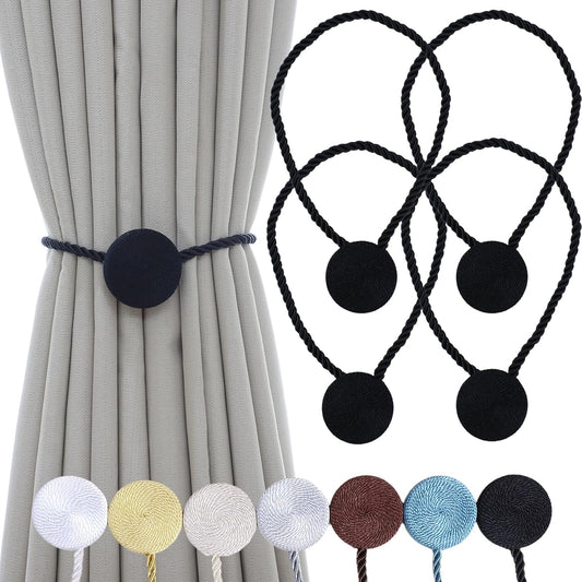 Magnetic Curtain Tiebacks - 12mm Magnetic Tie Backs for Curtains, Heavy Duty No Drill Curtain