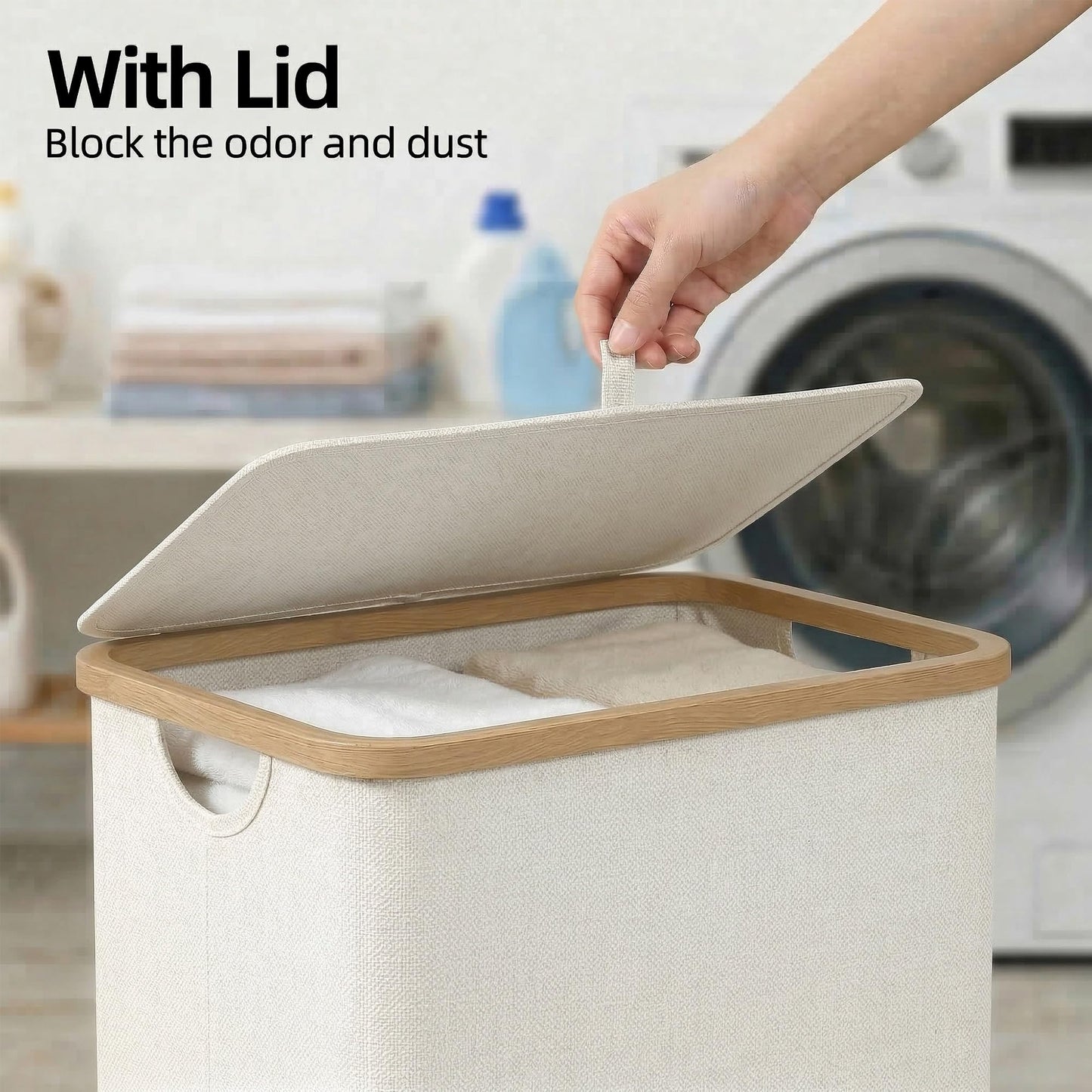 efluky Slim Laundry Basket with Lid, Narrow Laundry Hamper with Removable Bag, Skinny Dirty Clothes