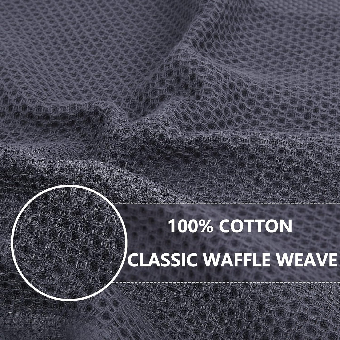 Homaxy 100% Cotton Waffle Weave Kitchen Dish Towels, Ultra Soft Absorbent Quick Drying Cleaning Towel, 13 x 28 Inches, 24-Pack, Dark Grey