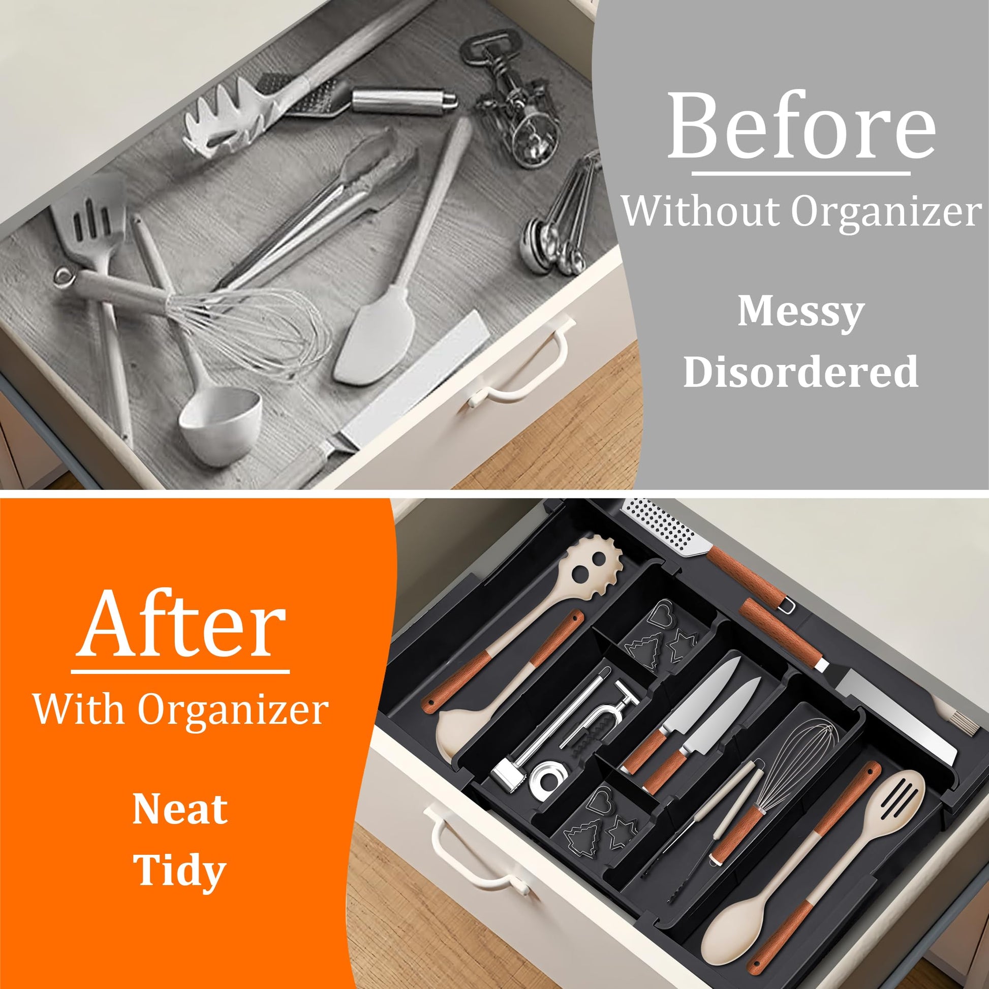 Spaclear Large Utensil Drawer Organizer Expandable Silverware Organizer for Kitchen Drawer