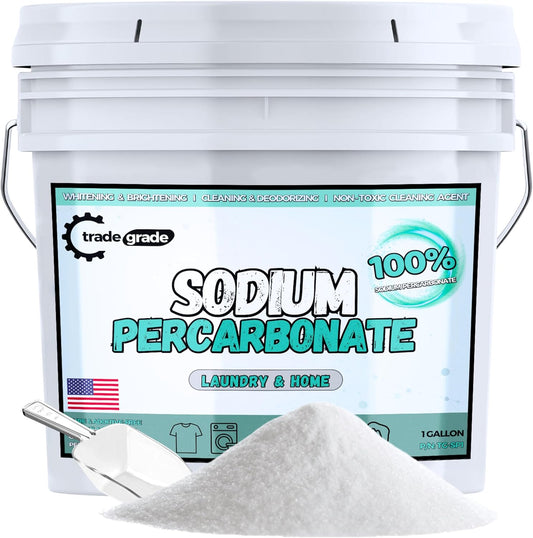 TradeGrade Sodium Percarbonate Powder – Eco-Friendly Non-Toxic Oxygen Bleach for Laundry, Home & Outdoor Cleaning – Biodegradable, Scent-Free, Multi-Purpose Cleaner in Resealable Bucket (10 Pounds)