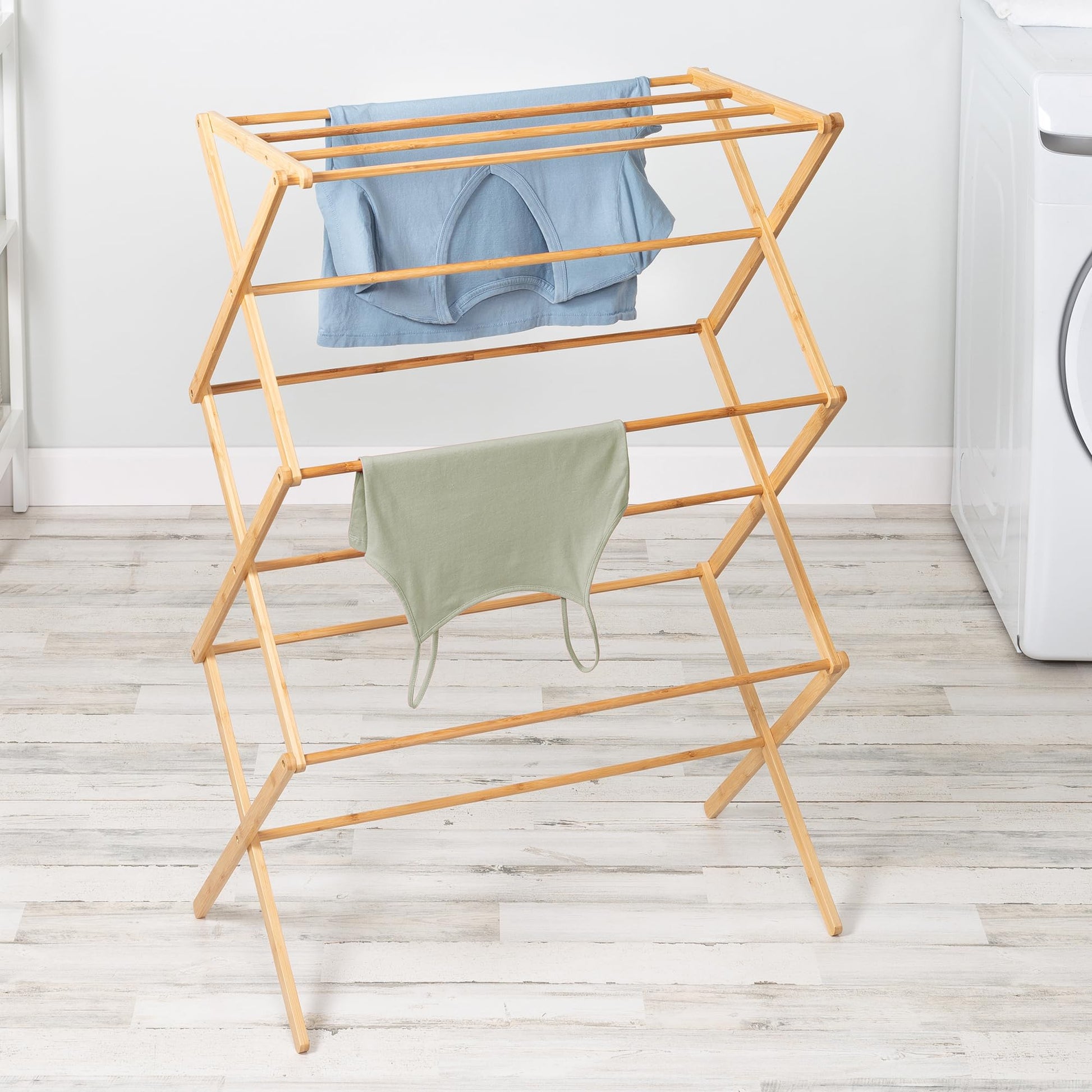 Honey-Can-Do Collapsible Bamboo Drying Rack – Sturdy & Foldable Laundry Drying Rack, Space-Saving &