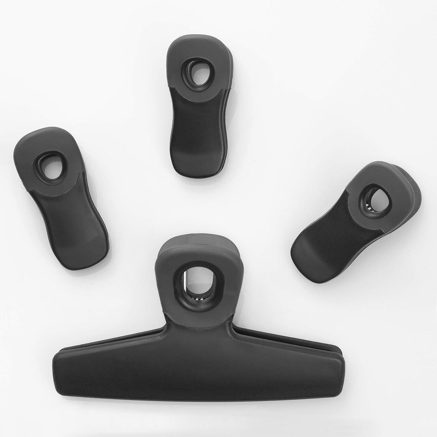 COOK WITH COLOR Bag Clips, Heavy Duty Chip Clip and Refrigerator Magnet Clips for Food Storage with Air Tight Seal Grip for Snack Bags and Food Bags (Black, Pack of 8)