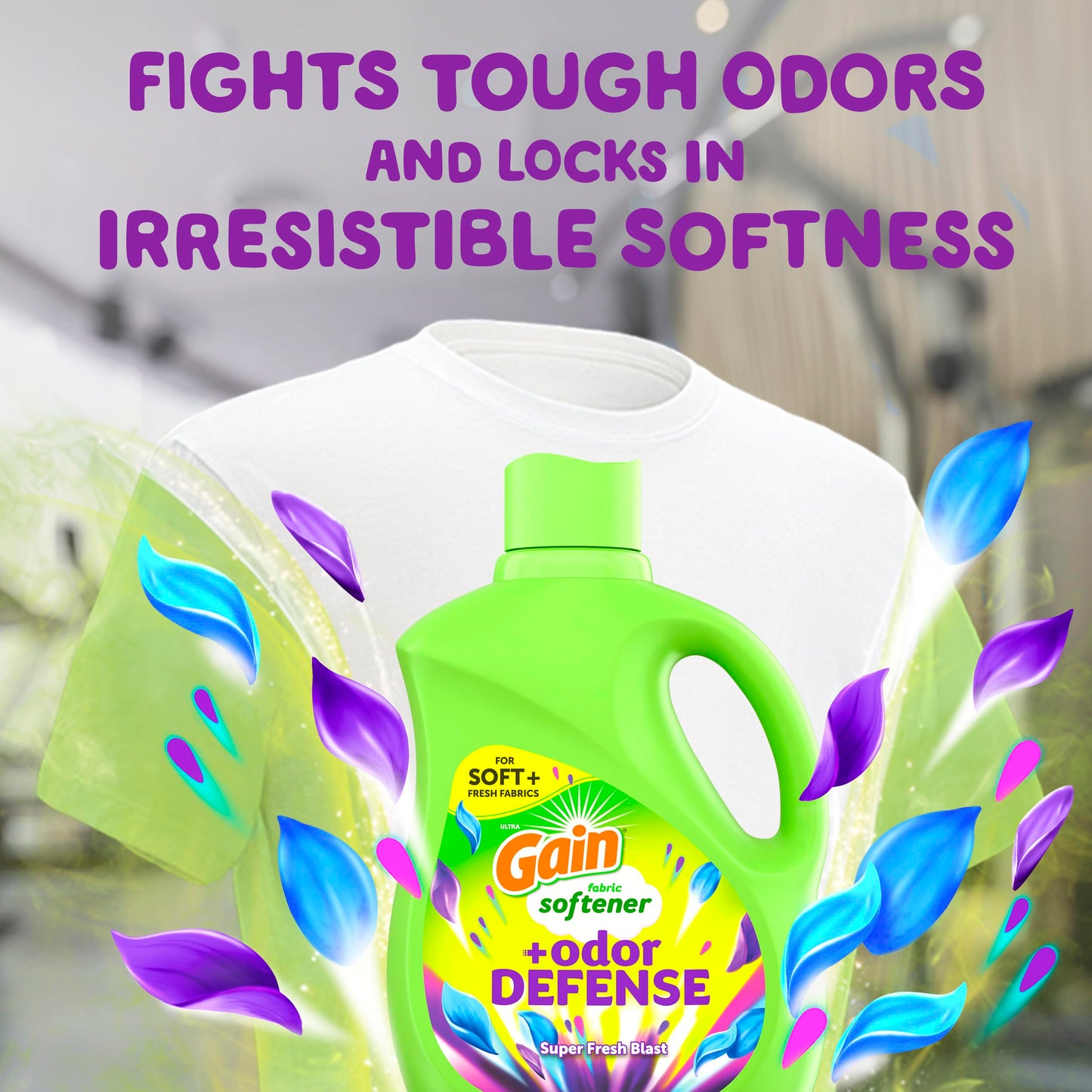 Gain Super Fresh Blast Liquid Odor Defense Fabric Softener, 140 FL OZ 190 Load, Softening Laundry