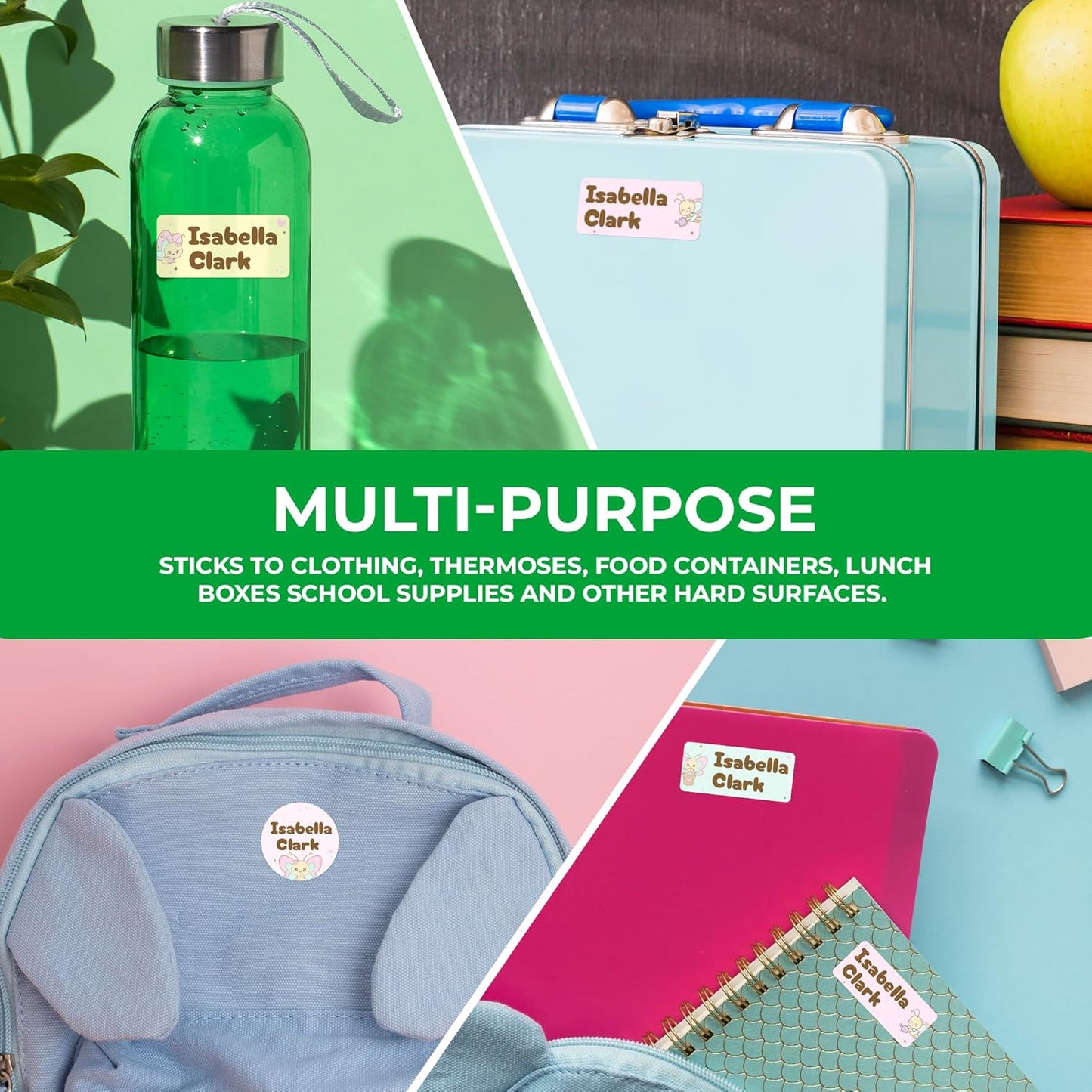 Personalized Name Tag Stickers for Kids (130+ Pack) | Butterfly Waterproof Labels for School Supplies, Bottles & Lunch Boxes | Custom Vinyl Name Labels for Clothing, Toys & More (D. Butterflies)