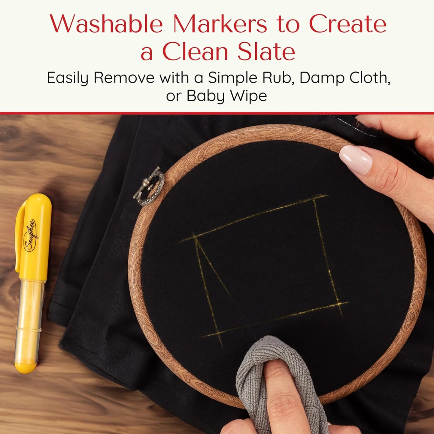 Fabric Markers for Sewing ??Ergonomic Tailors Chalk Pen with Improved Dosing Wheel for Sharp Lines - Washable Sewing Chalk Marking Pens that are Compatible with Most Fabrics - Yellow 1 Pack
