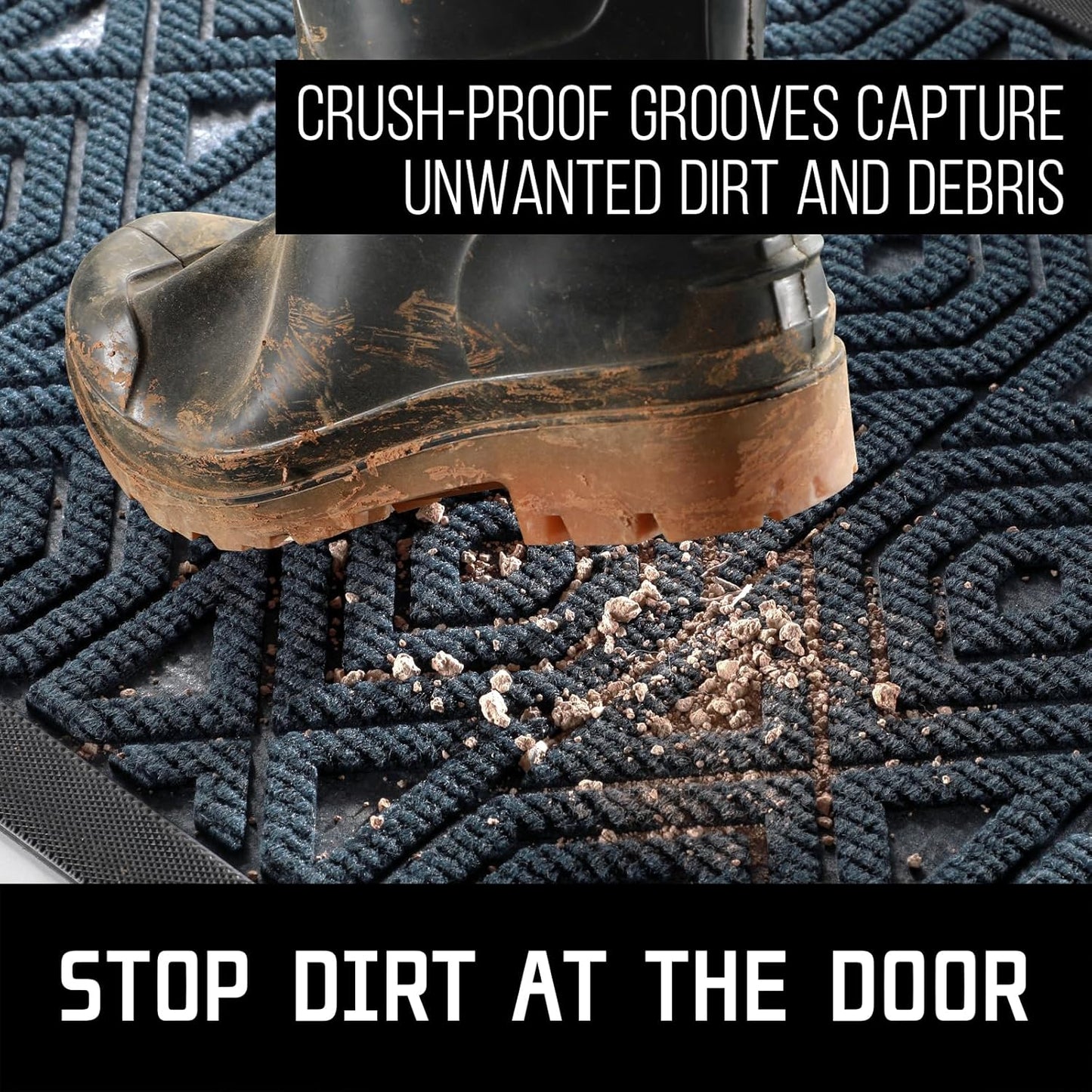 Yimobra Door Mat, Outdoor Indoor Entrance Welcome Mat, Heavy Entry Front Door Mat, Stain & Fade Resistant, Low Profile, Sturdy Rubber, Easy Clean Patio Floor Mat, Waterproof, 47 x 32, Blue