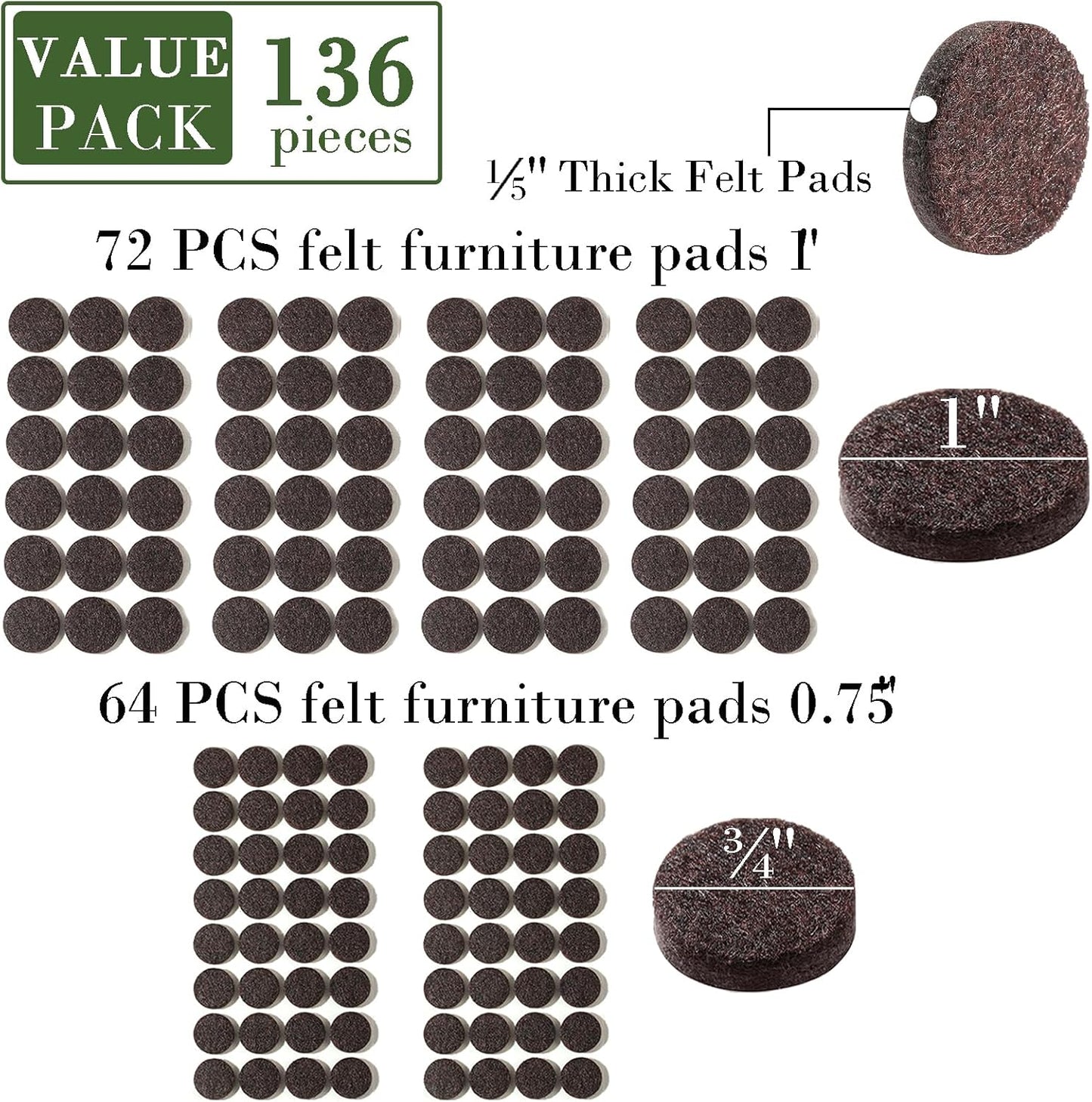 Fursafe&Q Felt Furniture Pads, Furniture Felt Pads for Hardwood Floors -Self Adhesive Chair Leg