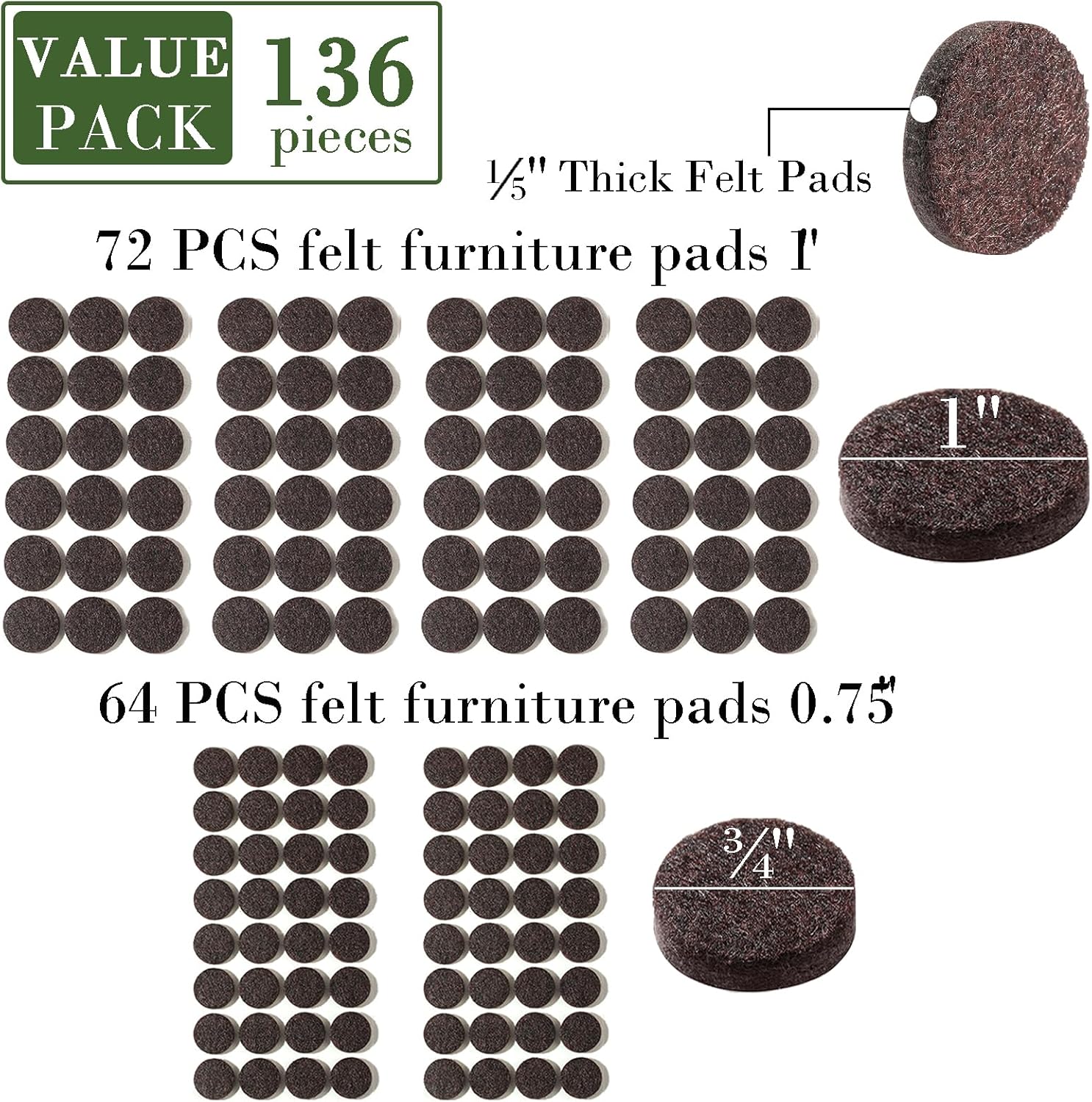 Fursafe&Q Felt Furniture Pads, Furniture Felt Pads for Hardwood Floors -Self Adhesive Chair Leg