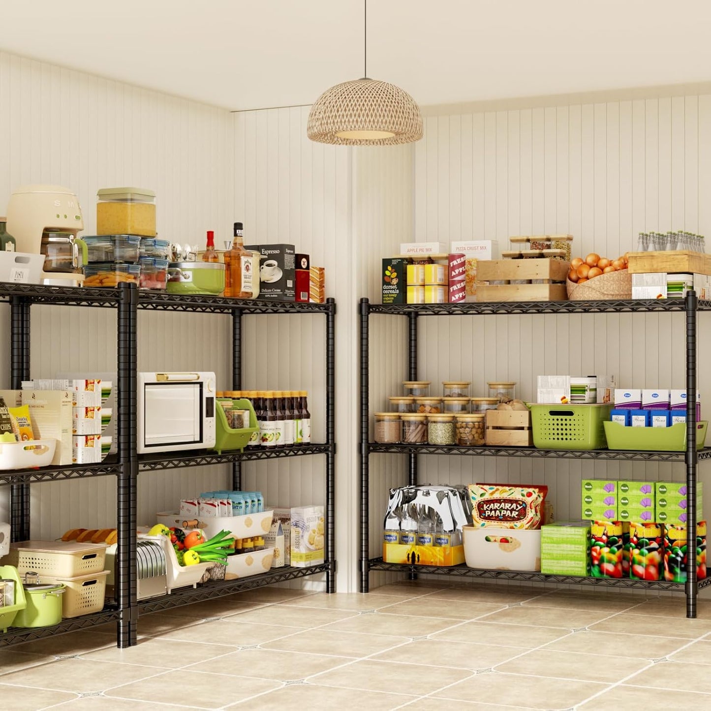 Storage Shelves, 3 PCS 48" L x 20" W x 47" H Heavy Duty Garage Wire Shelving Unit Loads 1200LBS, 3-Tier Adjustable Metal Industrial Utility Shelf Rack for Kitchen, Laundry Room, Basement