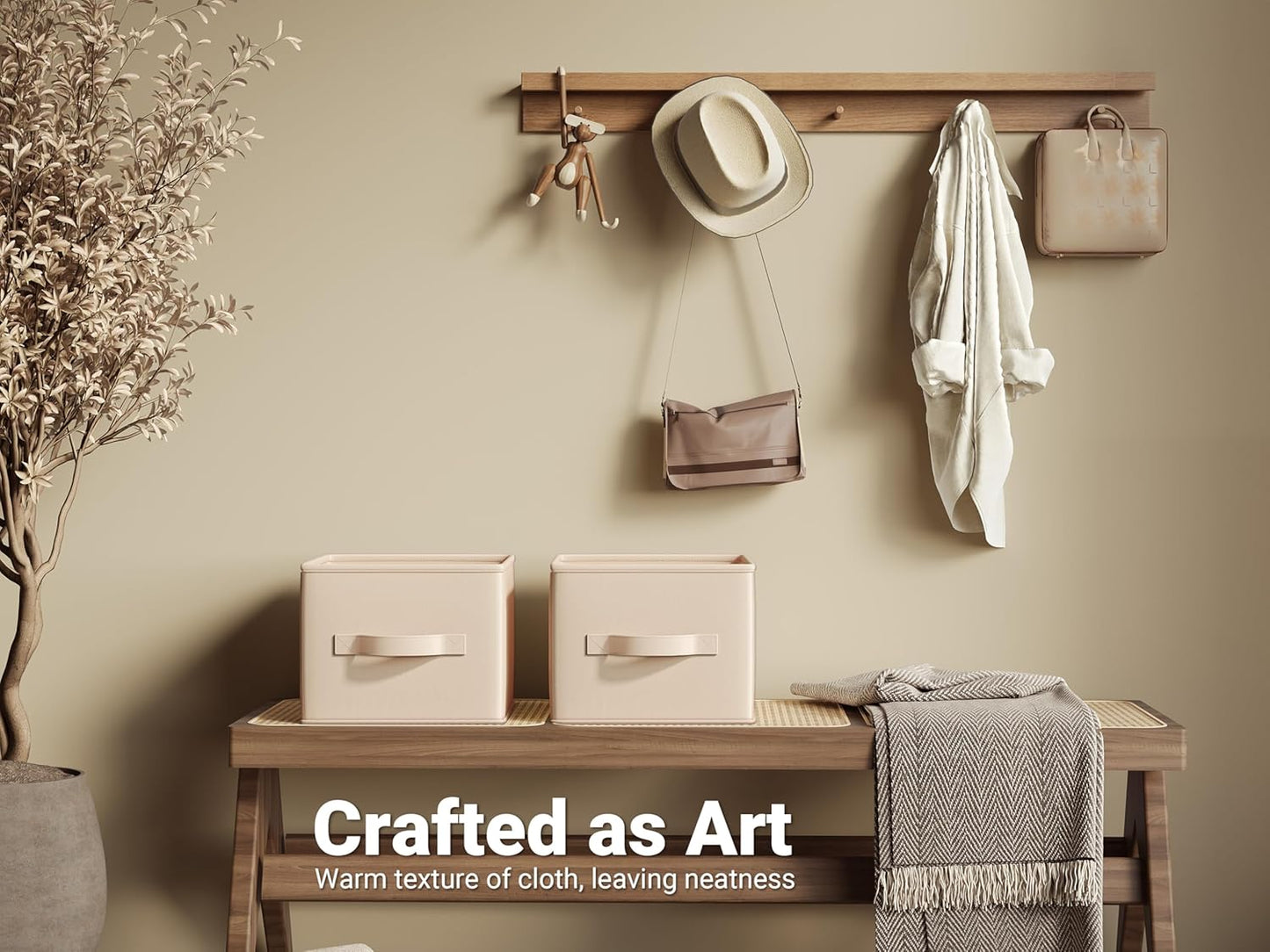 Storage Bins, Fabric Satin Storage Baskets for Shelves, 11.5" L*8.75" W*6.5" H Collapsible Storage Bins with Handles for clothes, Closet Baskets and Bins with Handles, Blush Pink, 3-Pack