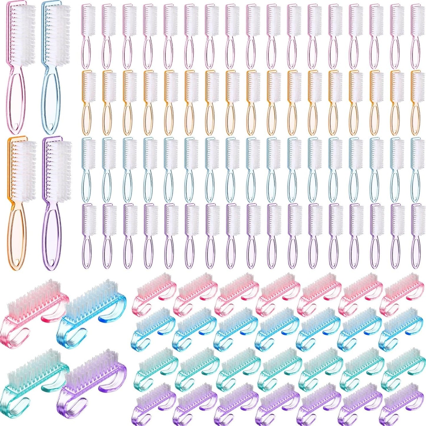 Patelai 100 Pcs Handle Grip Nail Brush Bulk Colorful Nail Scrubber Cleaner Fingernail Brushes Hand Toes Scrub Cleaning Brushes Pedicure Scrubbing Tool for Men and Women, Multicolor Brush