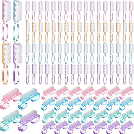 Patelai 100 Pcs Handle Grip Nail Brush Bulk Colorful Nail Scrubber Cleaner Fingernail Brushes Hand Toes Scrub Cleaning Brushes Pedicure Scrubbing Tool for Men and Women, Multicolor Brush