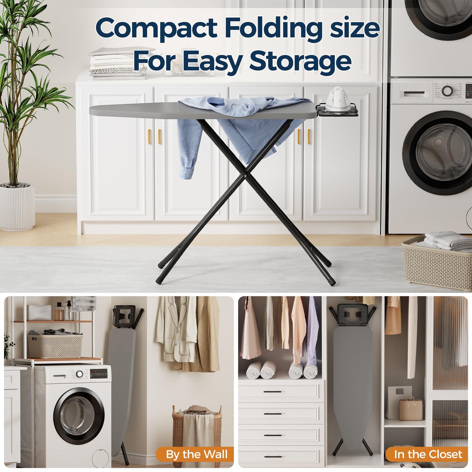BEWISHOME Foldable Ironing Board,Compact Iron Board with Safety Iron Rest