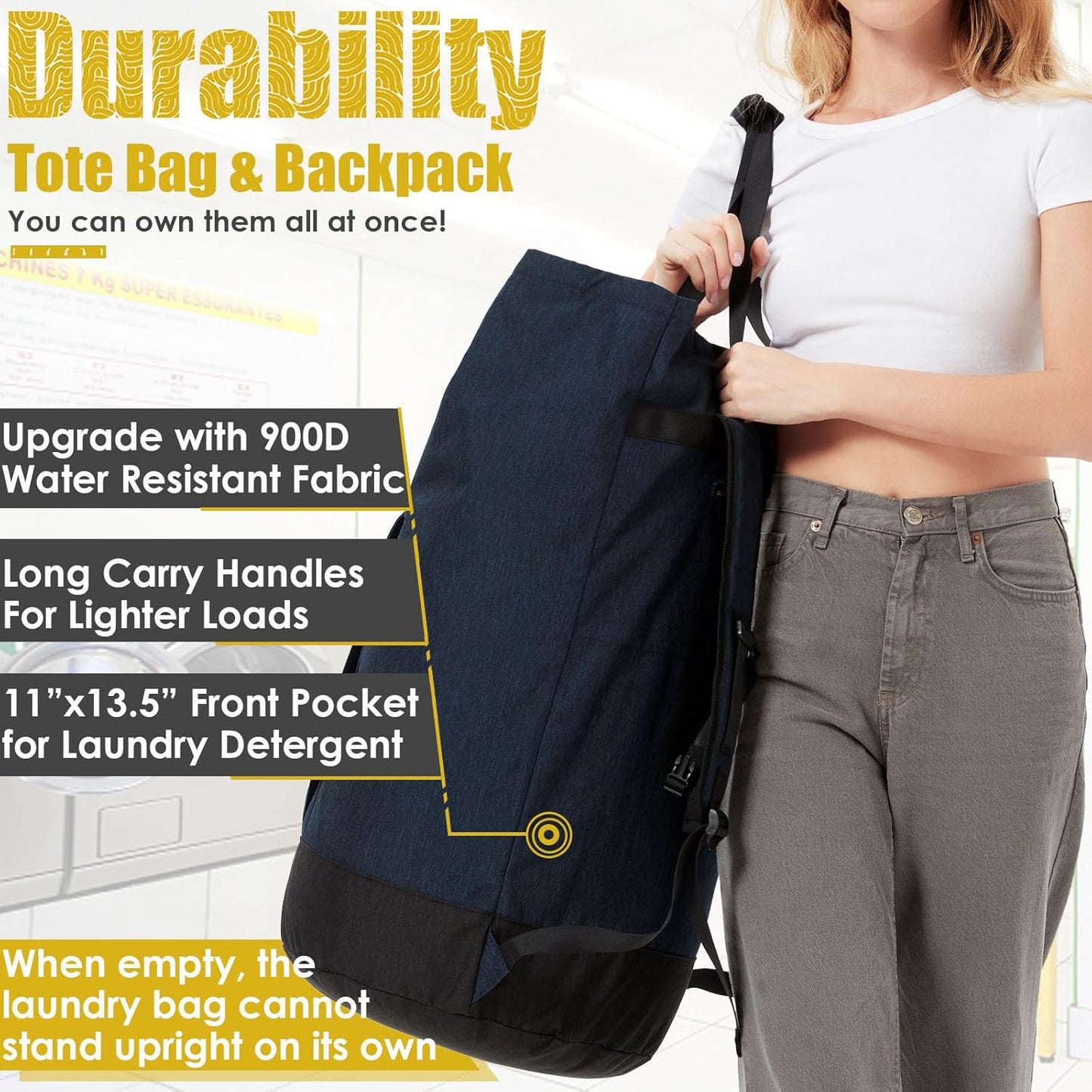 Laundry Bags Extra Large Heavy Duty, Laundry Backpack College 115L, Large Laundry Bag with Shoulder Straps, Big Dirty Clothes Bag for Dorm, Apartment and Laundromat, College Dorm Essentials for Guys