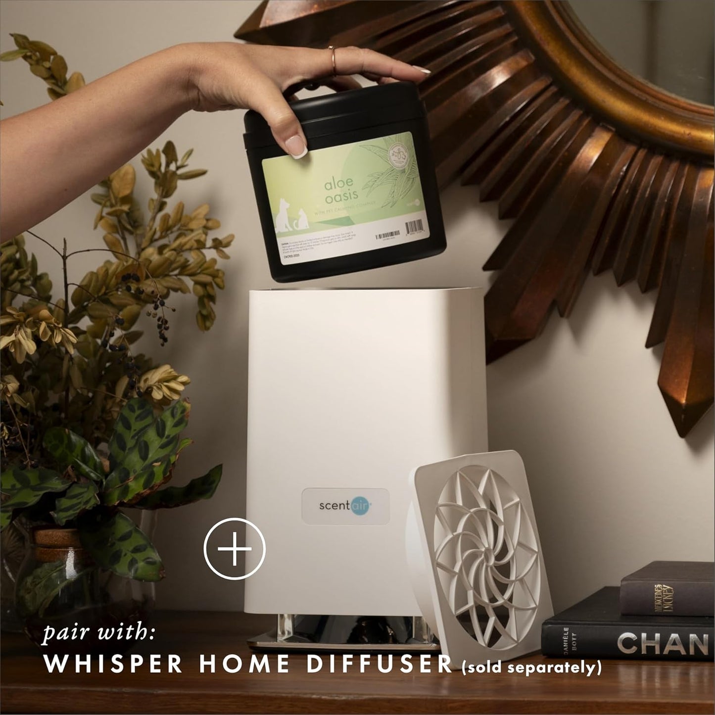 ScentAir Whisper Home Monthly Plug-in Refill, Fragrance Cartridge for Home and Office, Aloe Oasis Pet Calming