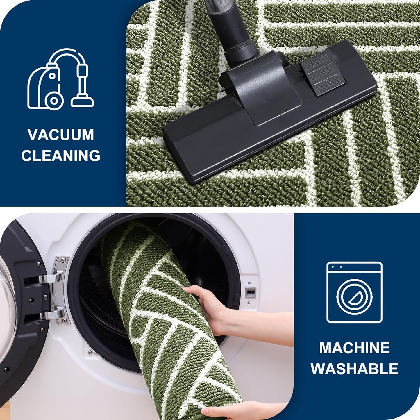 OLANLY Indoor Door Mat, 36x24 Inch, Dirt Resistant and Absorbent, Non-Slip Rubber Backing Floor Mats, Easy Clean Low-Profile Doormat for Entryway, Front Door, and Inside Entrance, Green