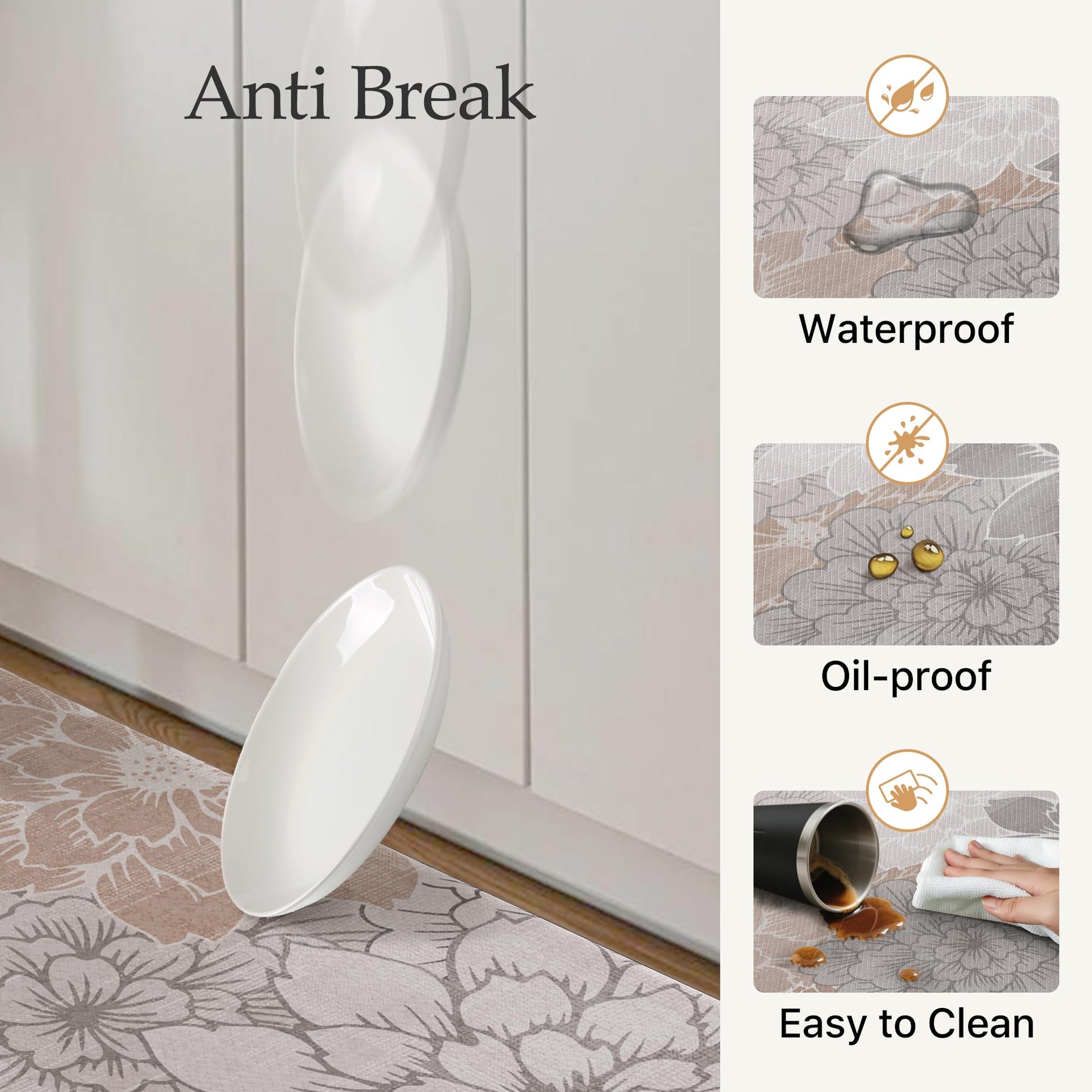 GENIMO Anti Fatigue Kitchen Mats for Floor 2PCS, Cushioned Standing Mats