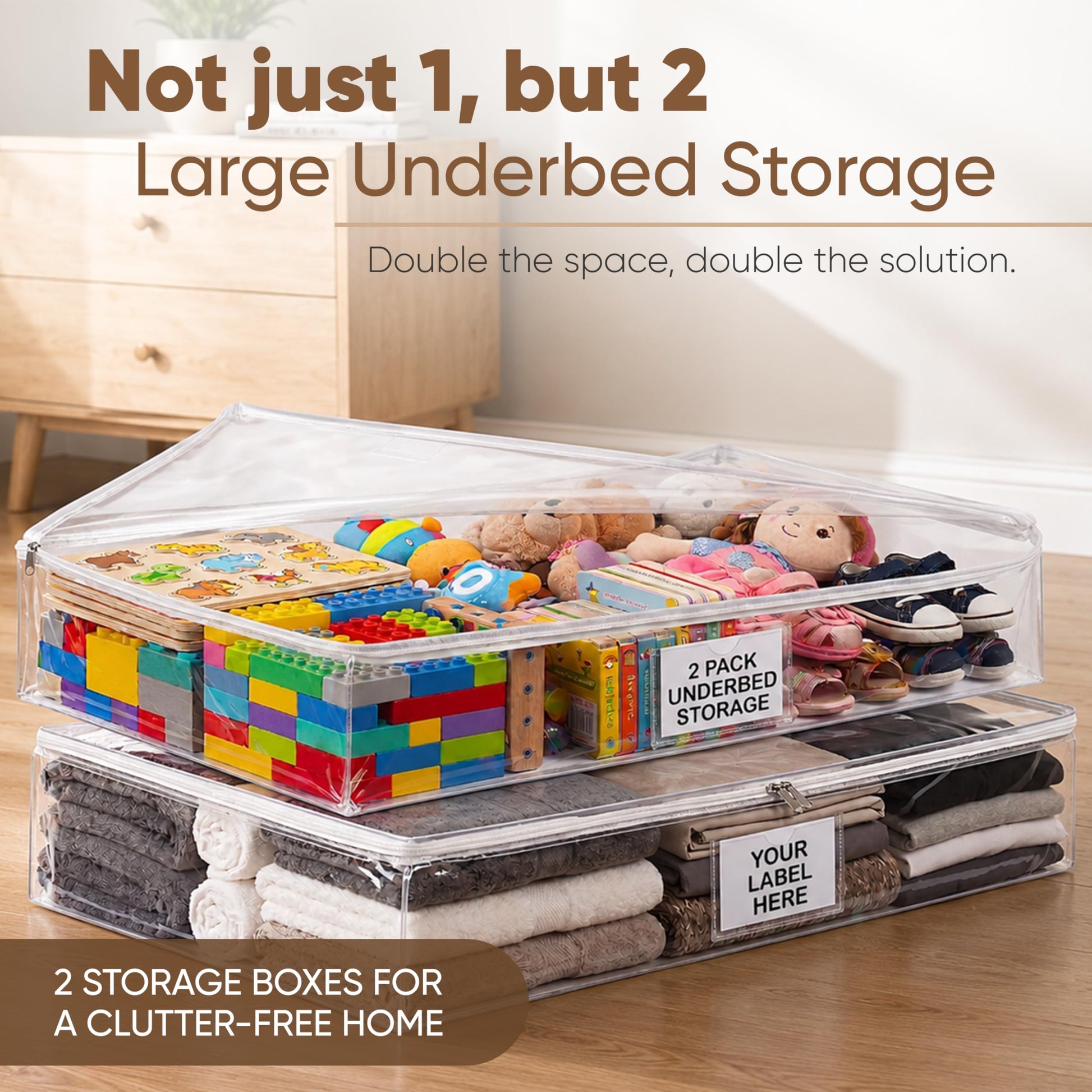 Masirs Clear Underbed Storage Bag, Durable Vinyl Material to Shield Your Contents from Dust, Dirt