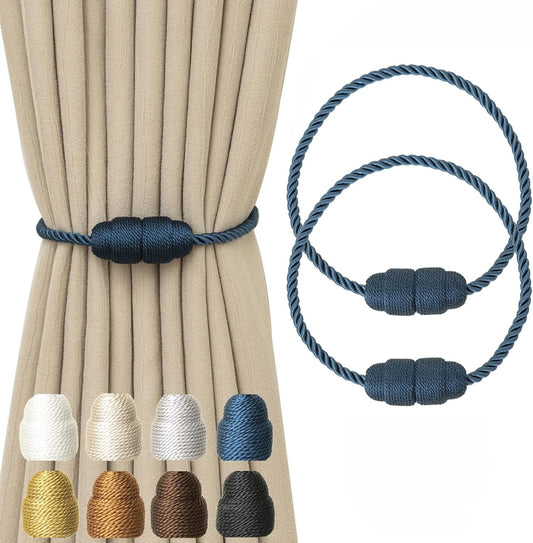 Magnetic Curtain Tiebacks - Rope Tiebacks for Curtains & Drapes, Decorative Window Holdbacks (2