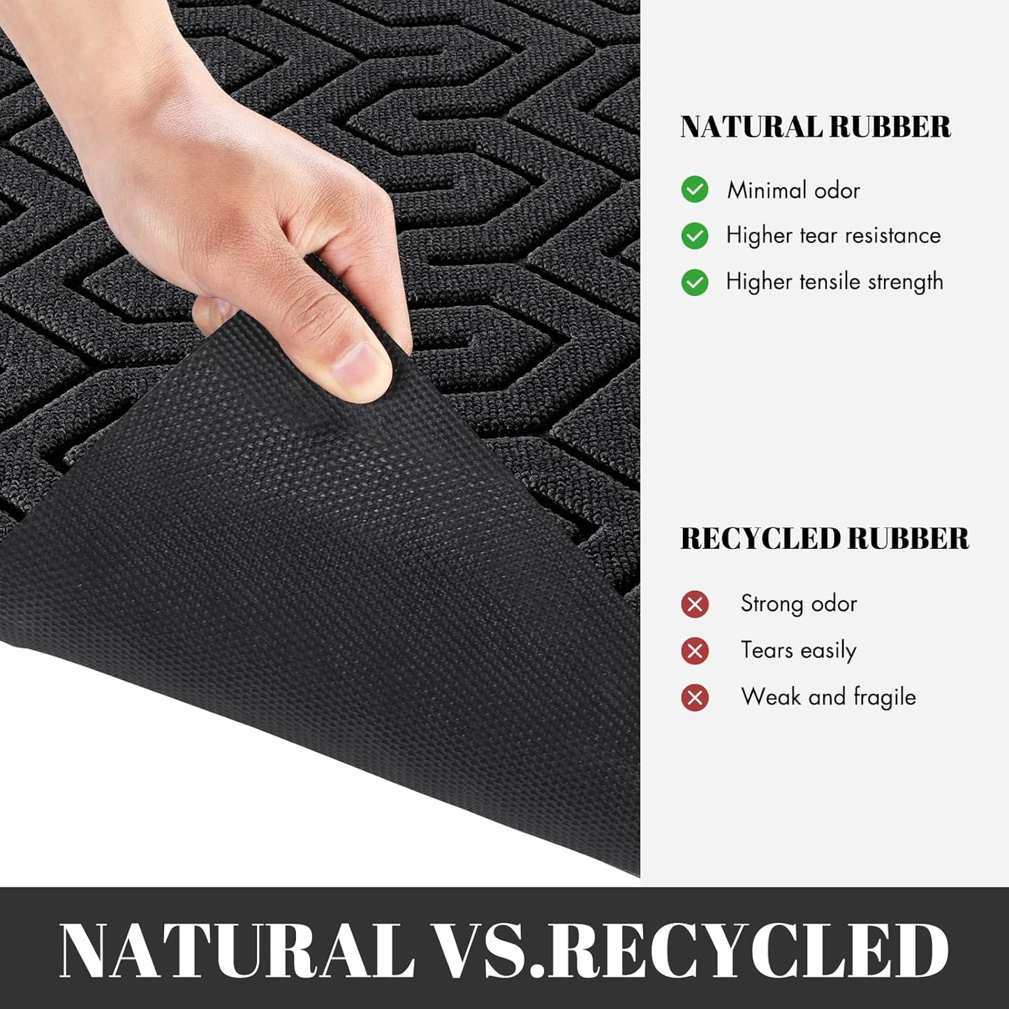 Yimobra Extra Large Door Mat Outside Entrance 60x32, Waterproof Heavy Duty Outdoor Mats for Front Door, Non Slip Rubber Entry Mat for Garage Patio, Easy Clean, Black