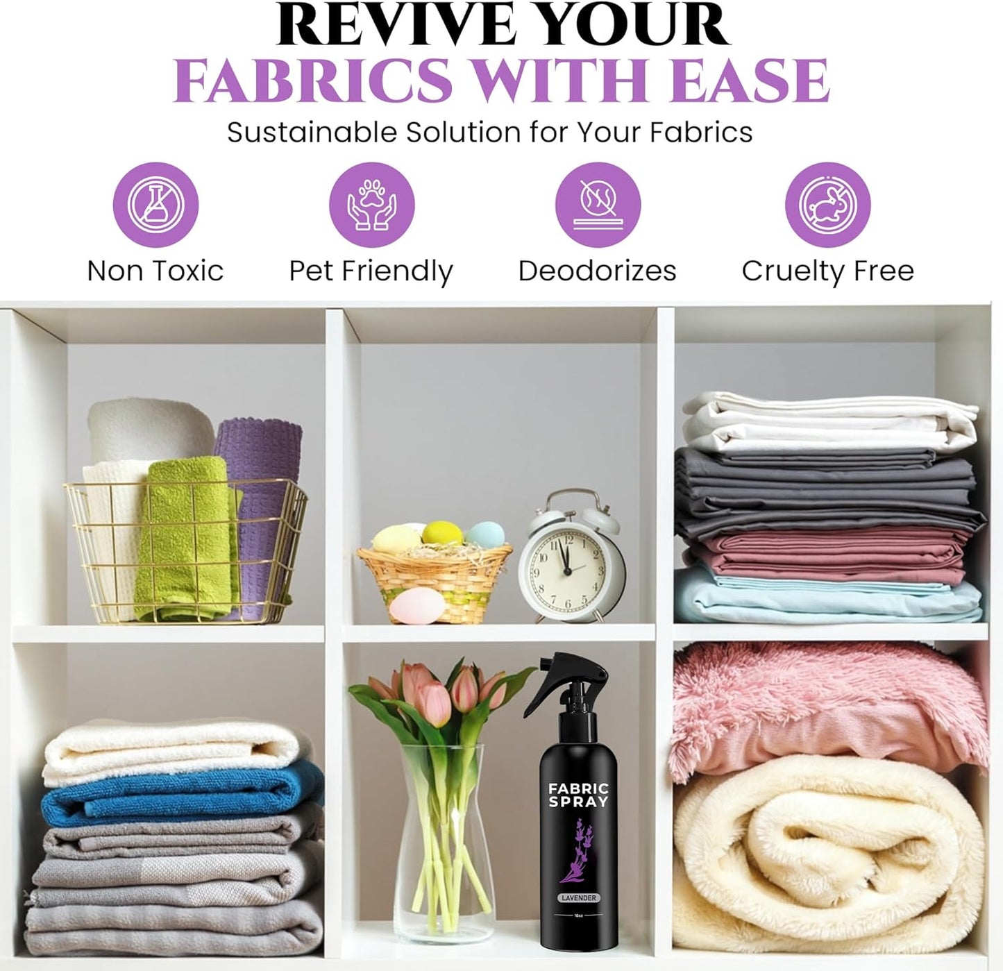 605Products Lavender Fabric and Linen Spray - Carpet Deodorizer - Natural Pillow Spray made with Essential Oils - Mist Fabric Refresher Spray - Long Lasting Bed Freshener Spray (Lavender, 10oz)