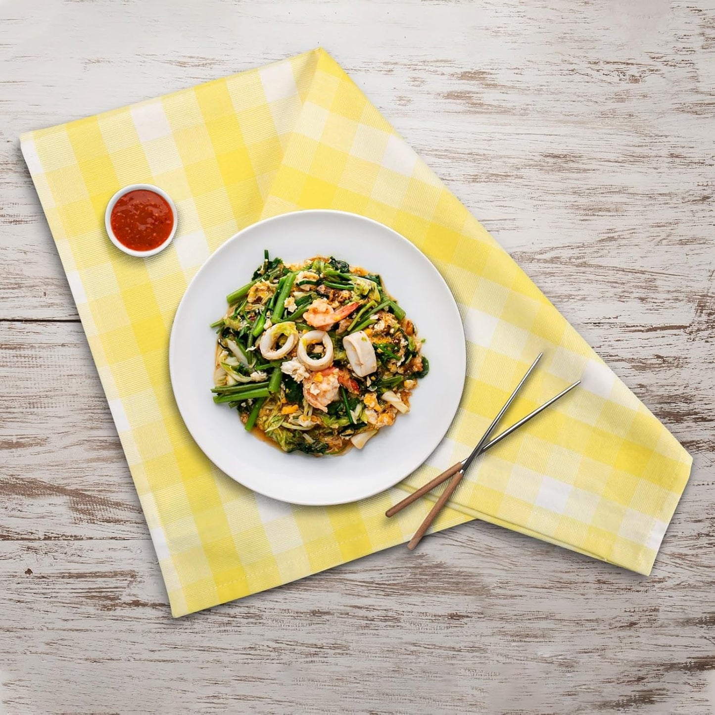 Kitchen Towels Set of 6 Yellow/White Checks 20x30 Inches 100% Cotton Highly Absorbent Kitchen Towels Premium Quality Ultra Soft Mitered Corners