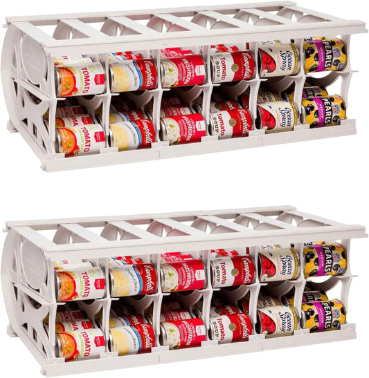 Shelf Reliance Cansolidator Pantry Plus - 2-Pack Can Organizer for Pantry, Stackable Soda Can Storage for Kitchen, Holds 60 Cans of Food or Soda