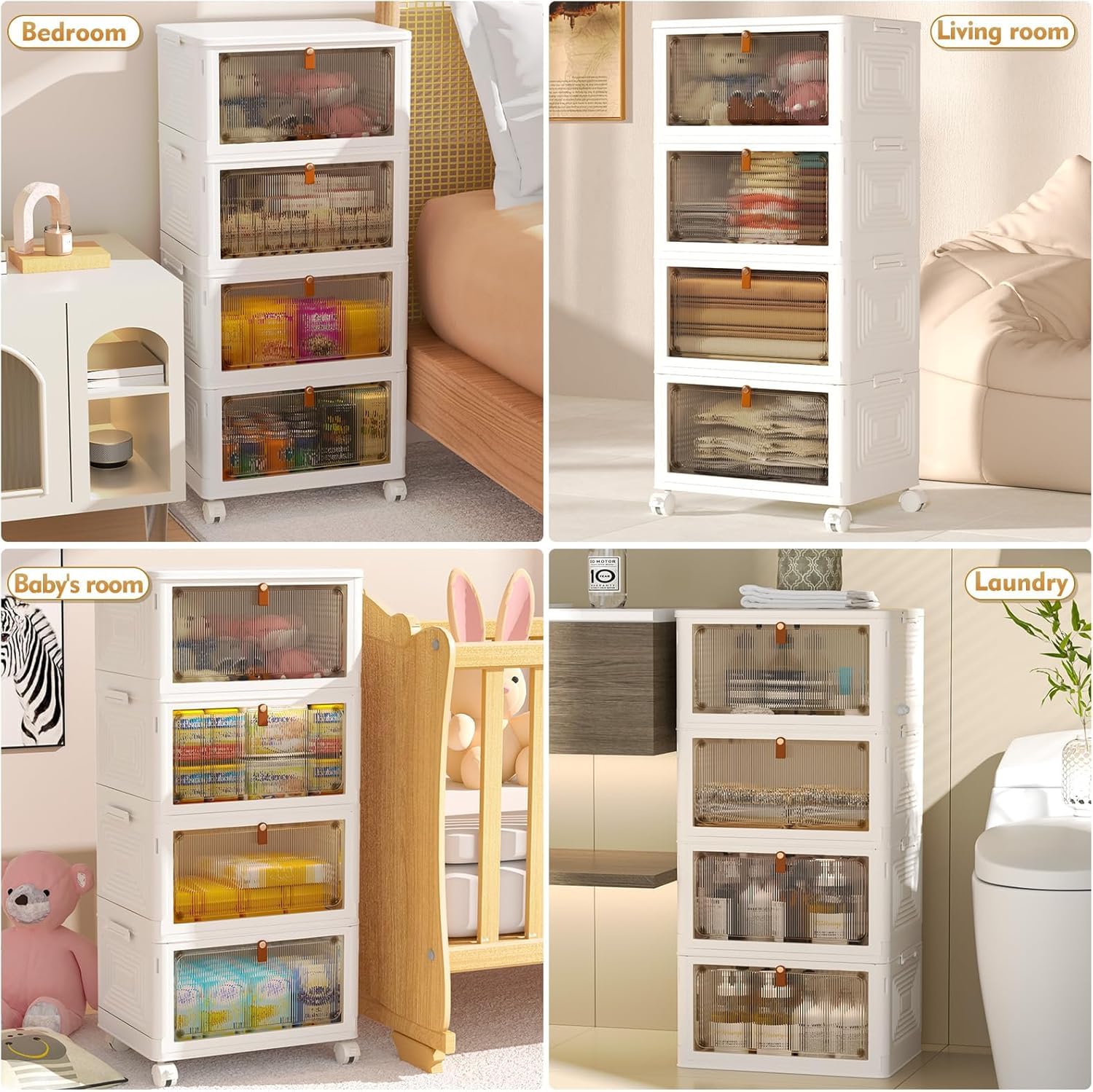 YFXCVSL 4 Tier Plastic Storage Bins with Lid 23QT, Stackable Storage Bins