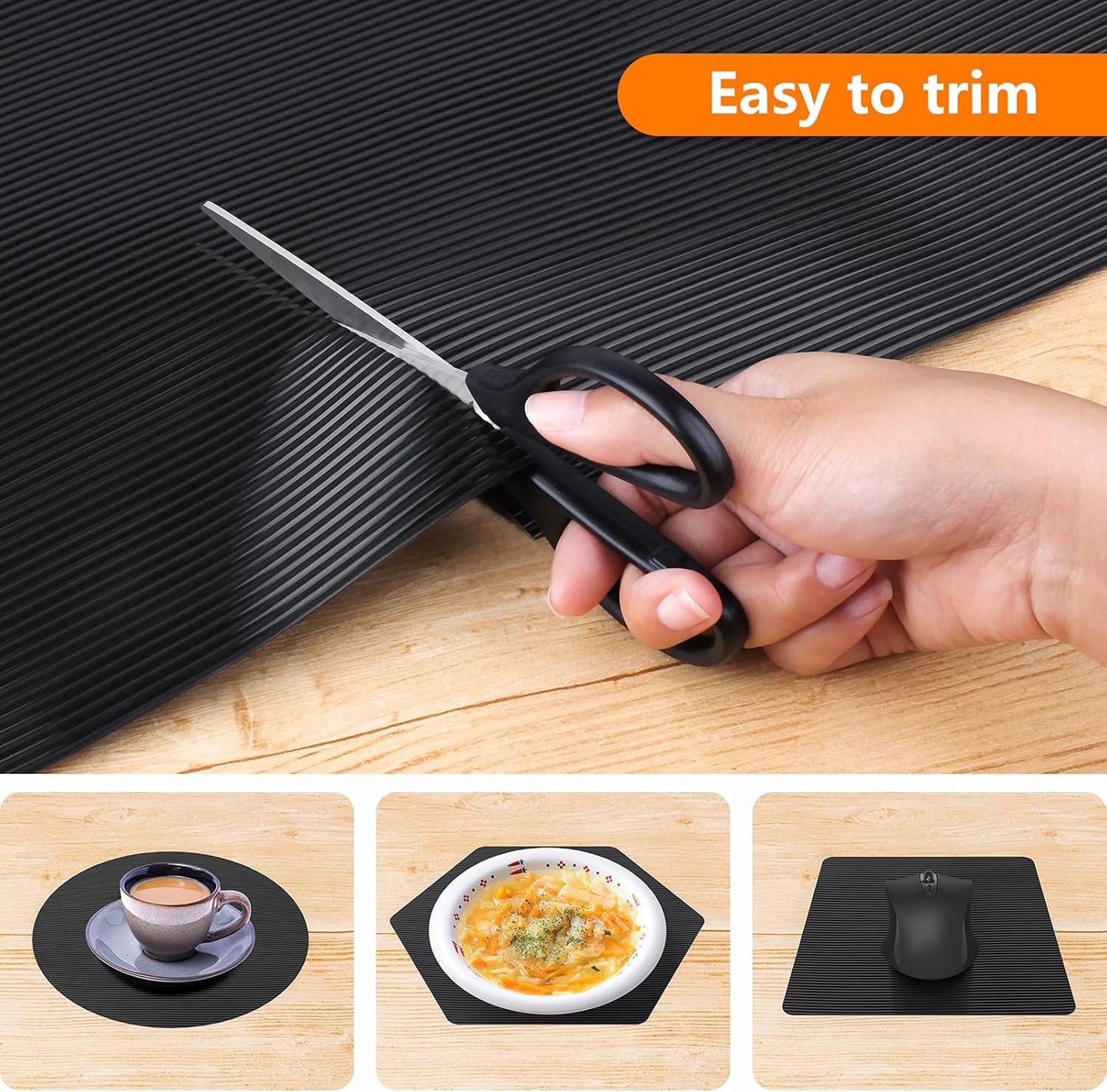 Shelf Liners for Kitchen Cabinets Non Adhesive Drawer Liner EVA Material Cupboard Mat Refrigerator Mats Washable Fridge Liner for Cabinet, Storage and Desks 11.8 x 59 Inches Black