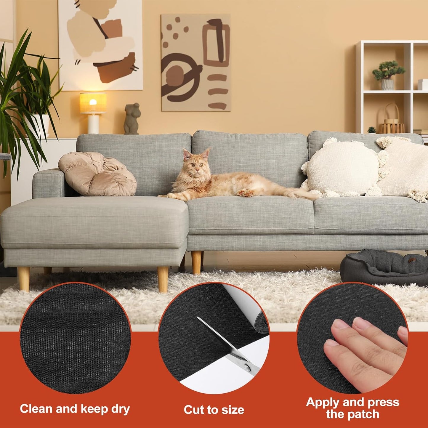 PATIKIL 70x4.4 Inch Linen Repair Tape, Repair Fabric Patch Self Adhesive Couch Patch Line Repair Patch for Furniture Sofa Car Seats Office Chairs, Black